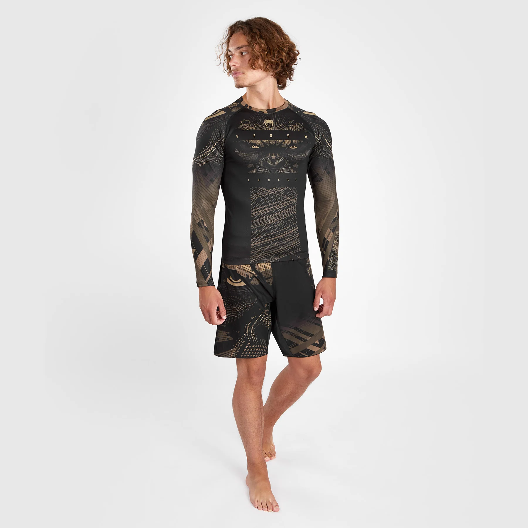 Venum Gorilla Jungle Rashguard Long Sleeves - Black/Sand - Image 4