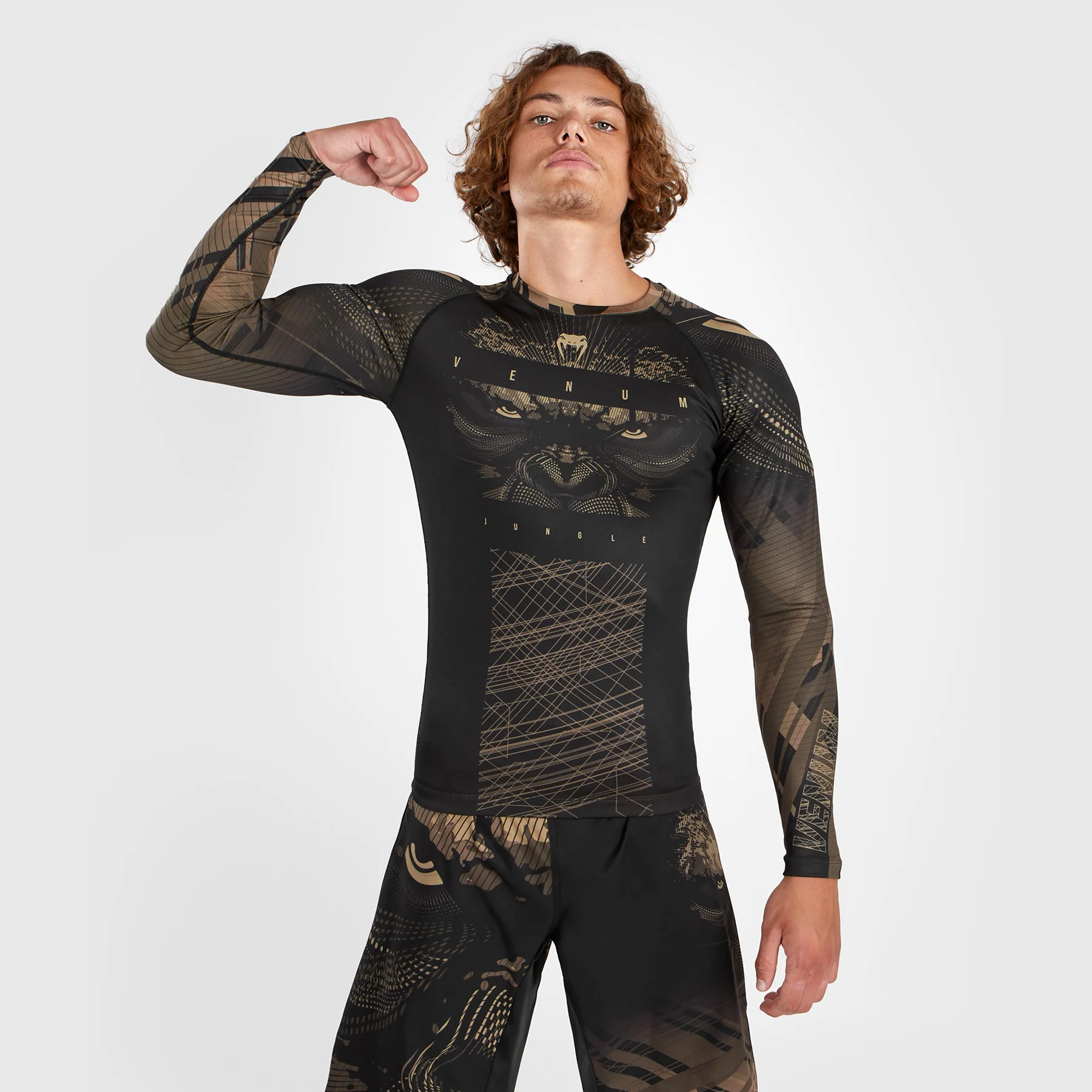 Venum Gorilla Jungle Rashguard Long Sleeves - Black/Sand - Image 5