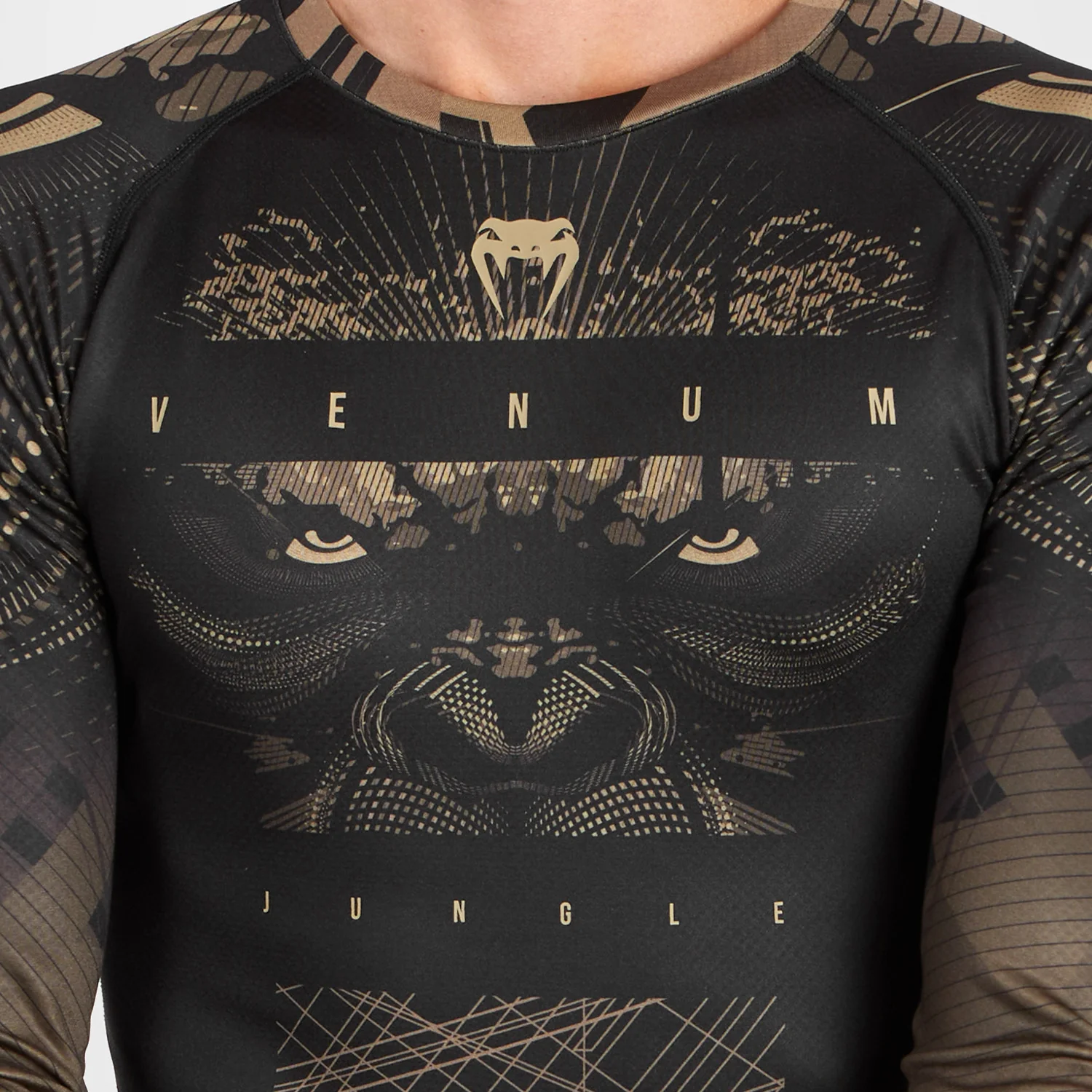 Venum Gorilla Jungle Rashguard Long Sleeves - Black/Sand - Image 7
