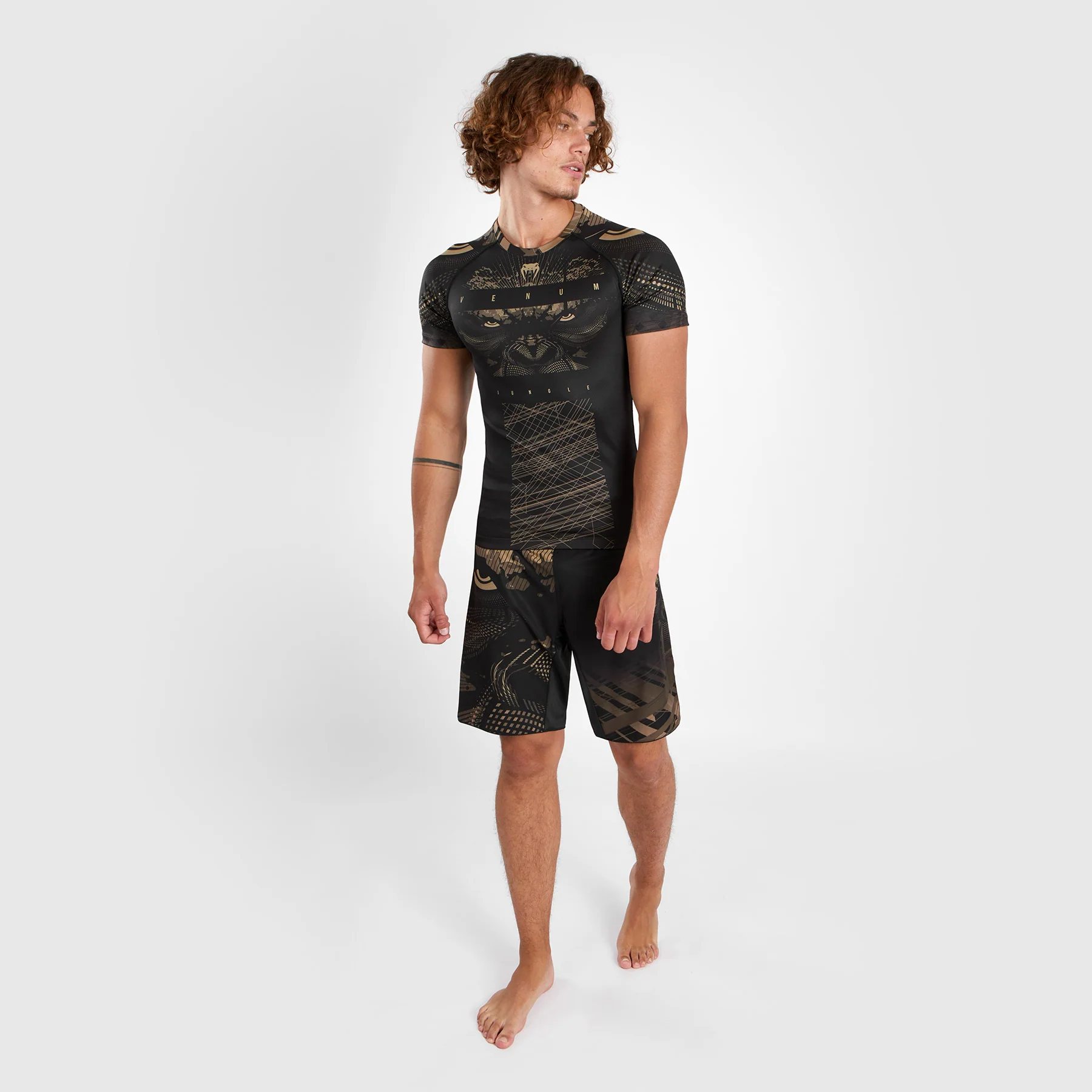 Venum Gorilla Jungle Rashguard Short Sleeves - Black/Sand - Image 2