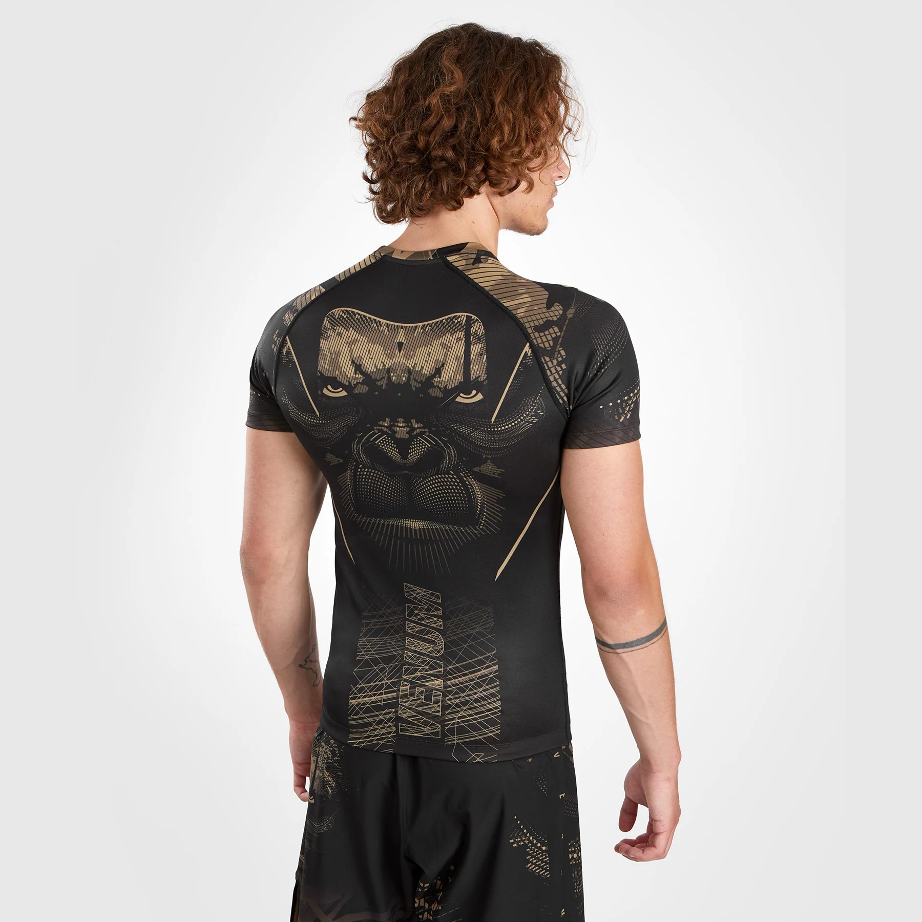 Venum Gorilla Jungle Rashguard Short Sleeves - Black/Sand - Image 4