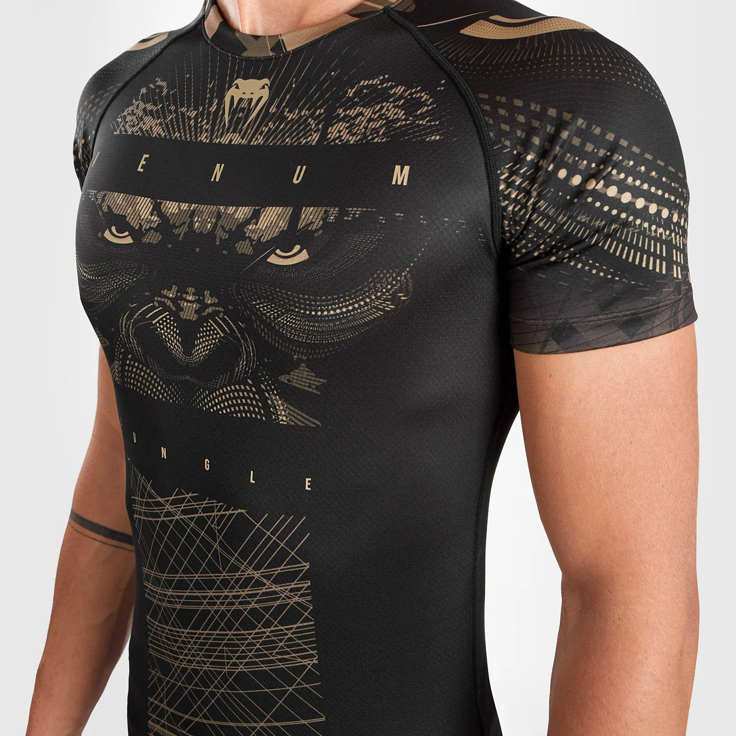 Venum Gorilla Jungle Rashguard Short Sleeves - Black/Sand - Image 5