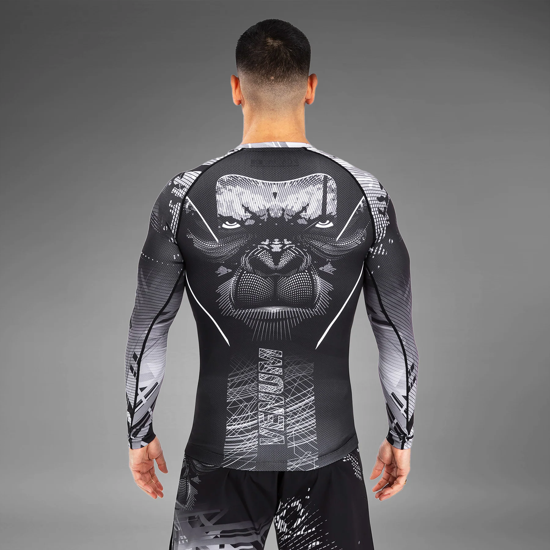 Venum Gorilla Jungle Rashguards Long Sleeves - Black/White - Image 2
