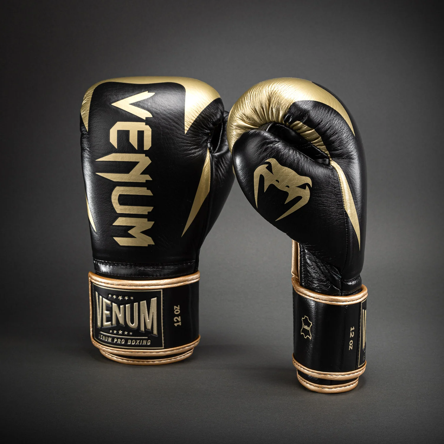 Venum Hammer Pro Boxing Gloves with Velcro - Black/Gold - Image 2