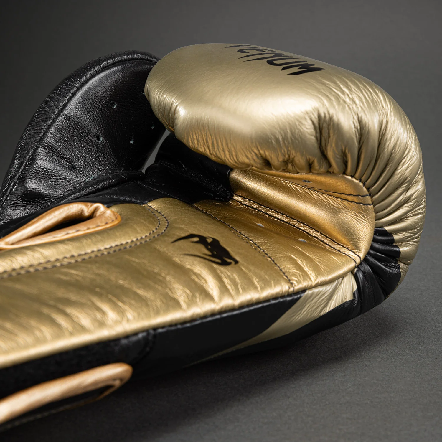 Venum Hammer Pro Boxing Gloves with Velcro - Black/Gold - Image 4