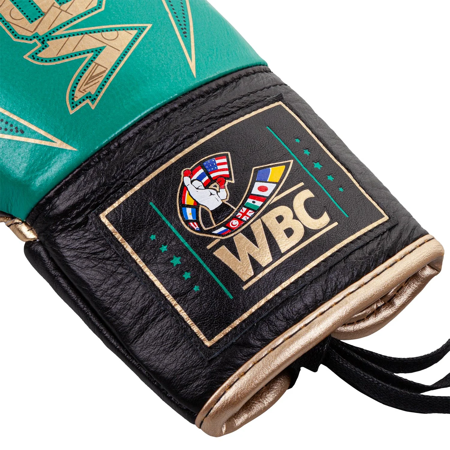 Venum Hammer Pro Boxing Gloves WBC Limited Edition - With Laces - Green Metallic/Gold - Image 4