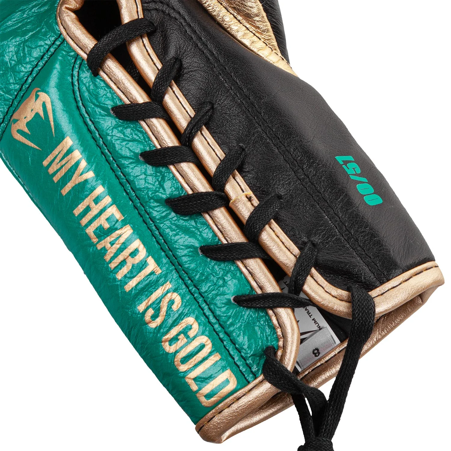 Venum Hammer Pro Boxing Gloves WBC Limited Edition - With Laces - Green Metallic/Gold - Image 5