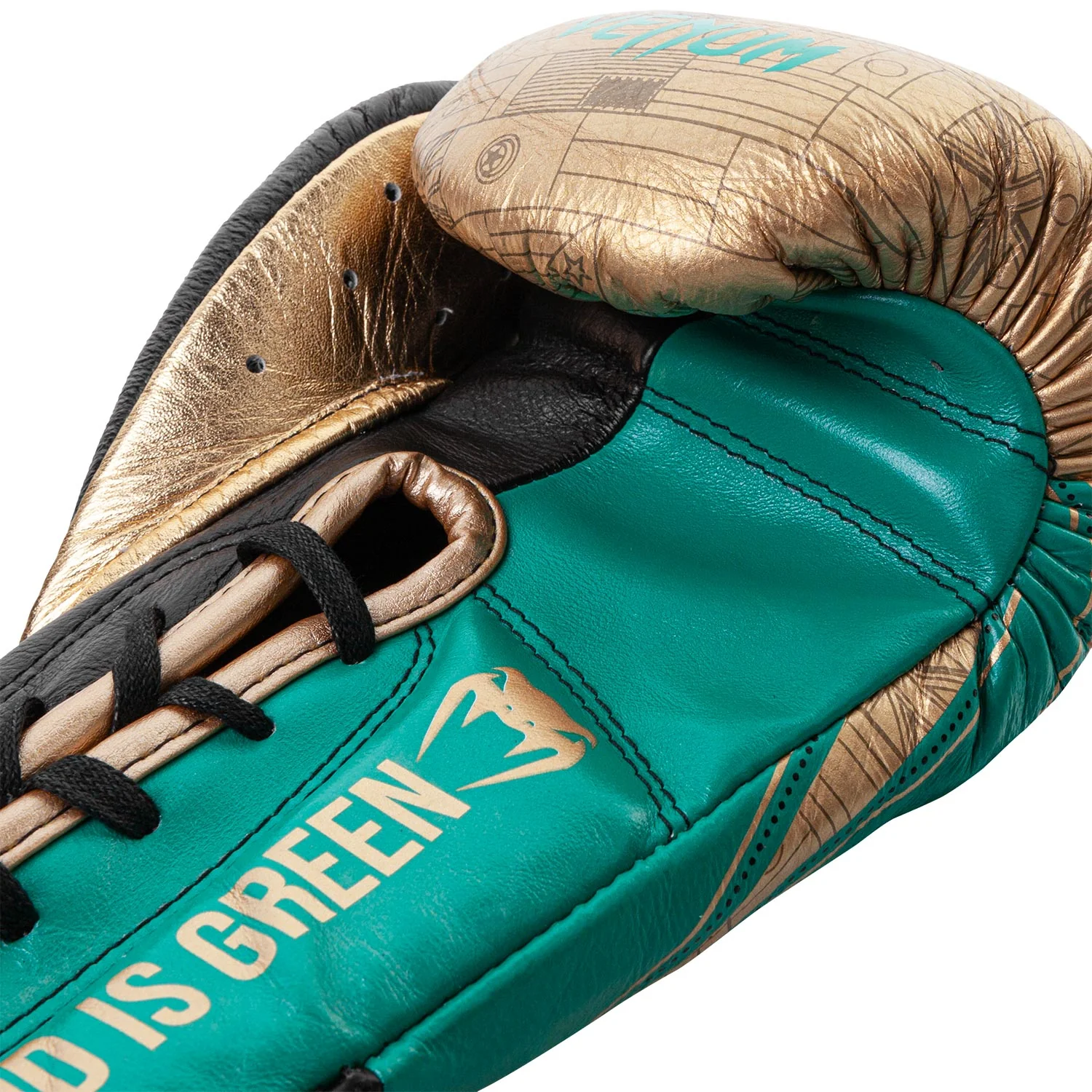 Venum Hammer Pro Boxing Gloves WBC Limited Edition - With Laces - Green Metallic/Gold - Image 7