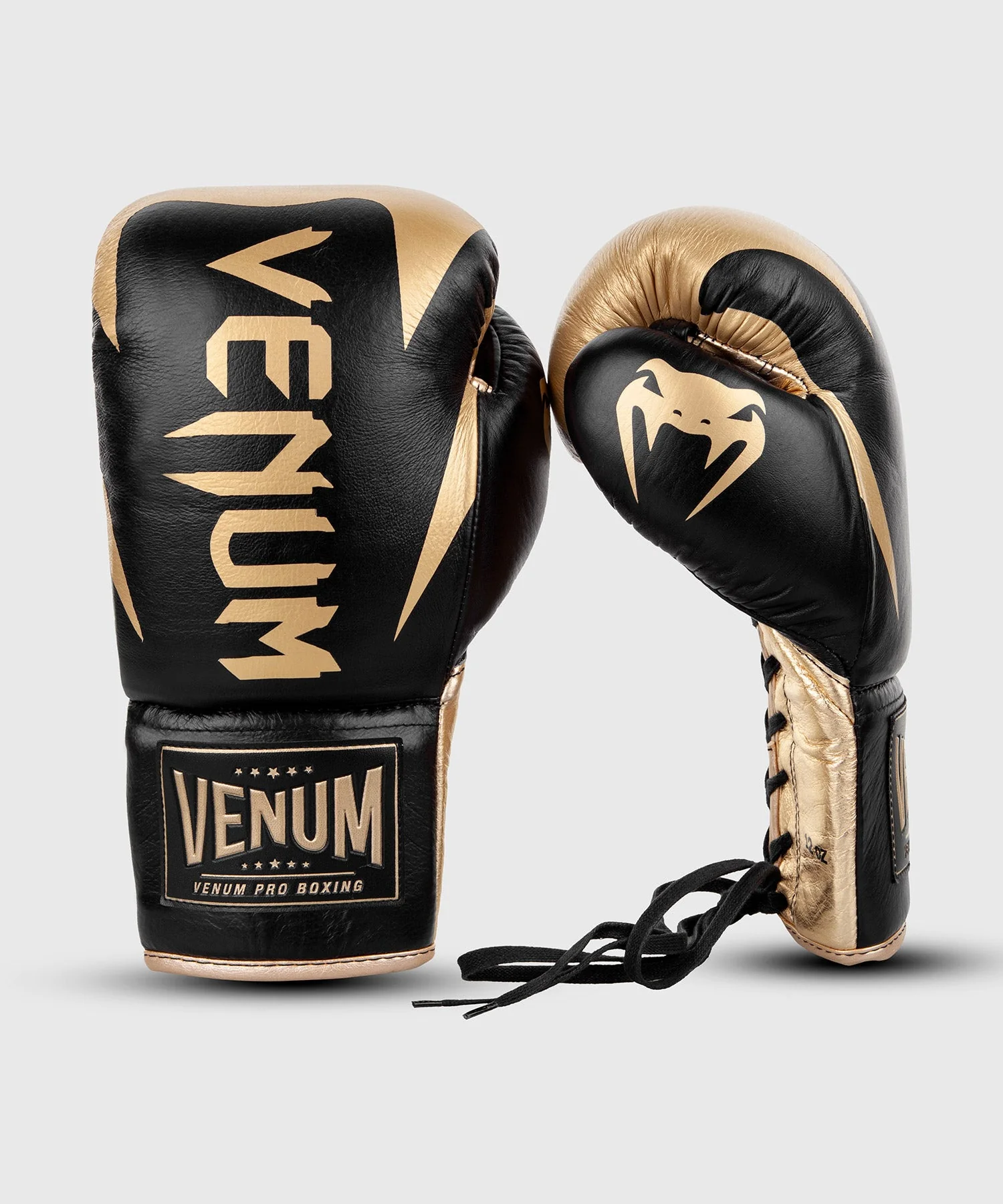 Venum Hammer Pro Boxing Gloves - With Laces - Black/Gold - Image 2