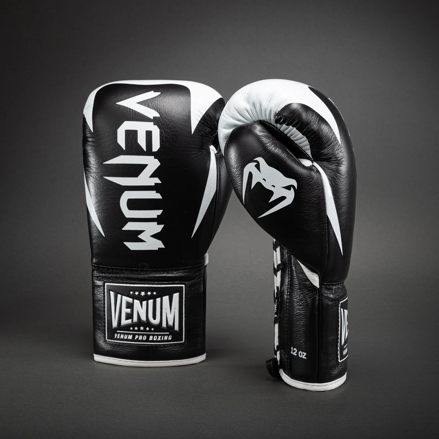 Venum Hammer Pro Boxing Gloves with Laces - Black/White - Image 2