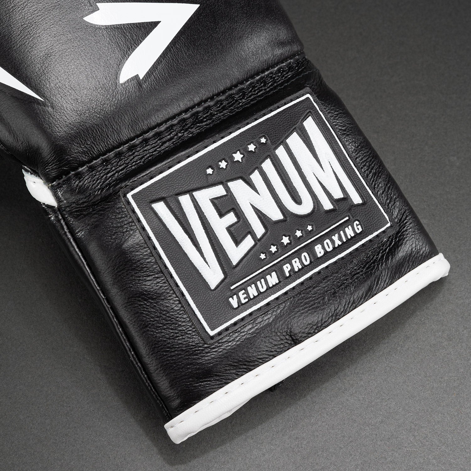 Venum Hammer Pro Boxing Gloves with Laces - Black/White - Image 3