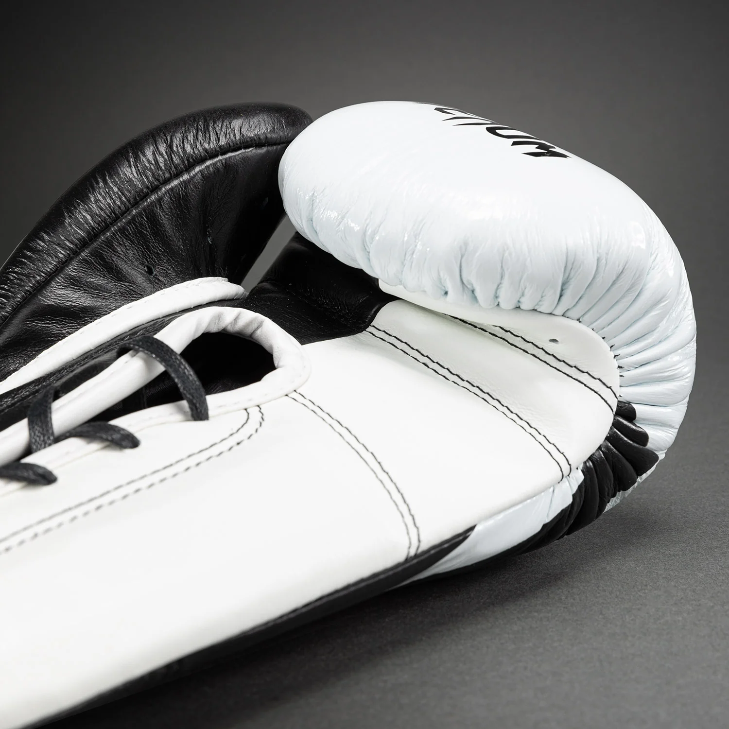 Venum Hammer Pro Boxing Gloves with Laces - Black/White - Image 5