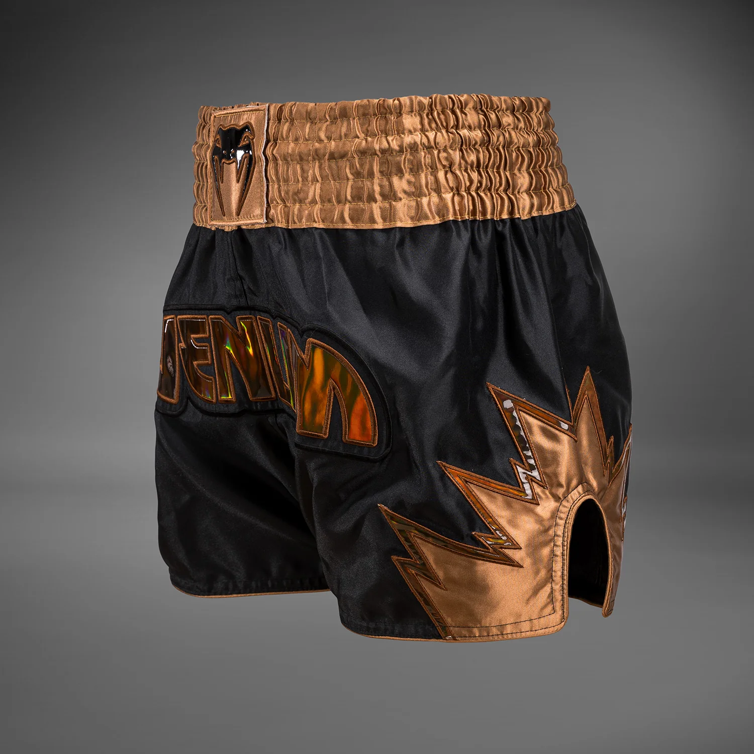 Venum Inferno Muay Thai Shorts - Black/Bronze - Image 2