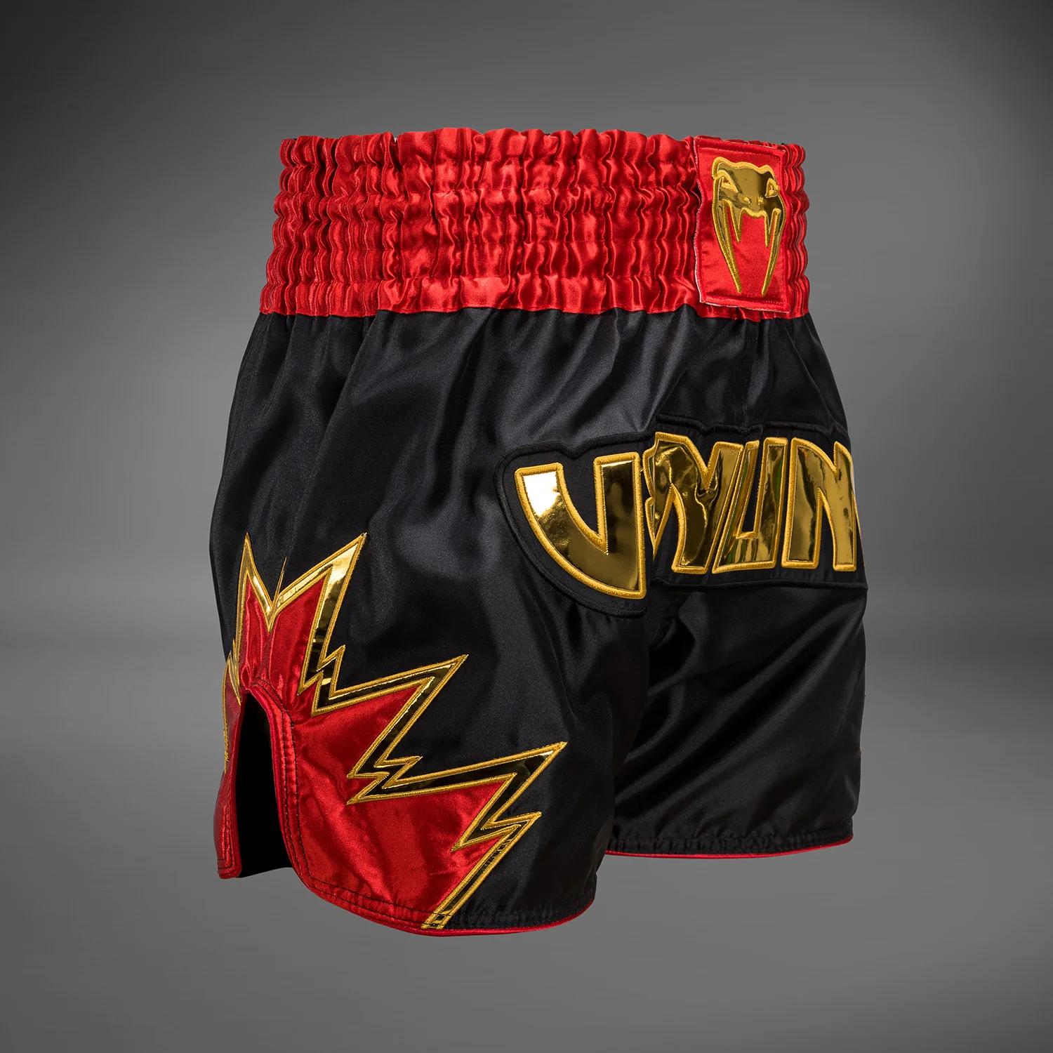 Venum Inferno Muay Thai Shorts - Black/Gold/Red - Image 4