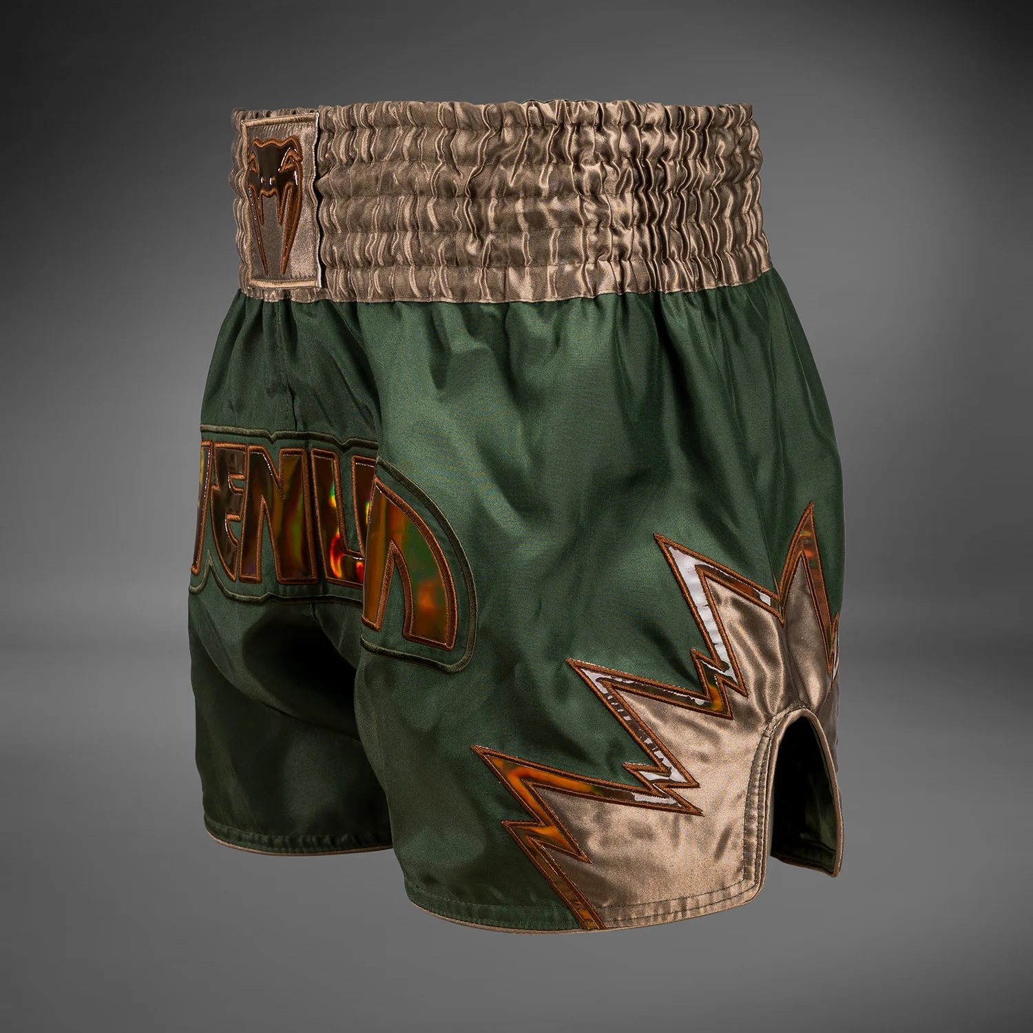 Venum Inferno Muay Thai Shorts - Khaki/Bronze - Image 2