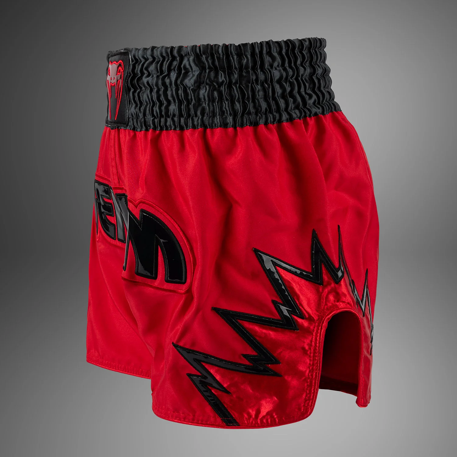 Venum Inferno Muay Thai Shorts - Red/Charcol Grey/Black - Image 4