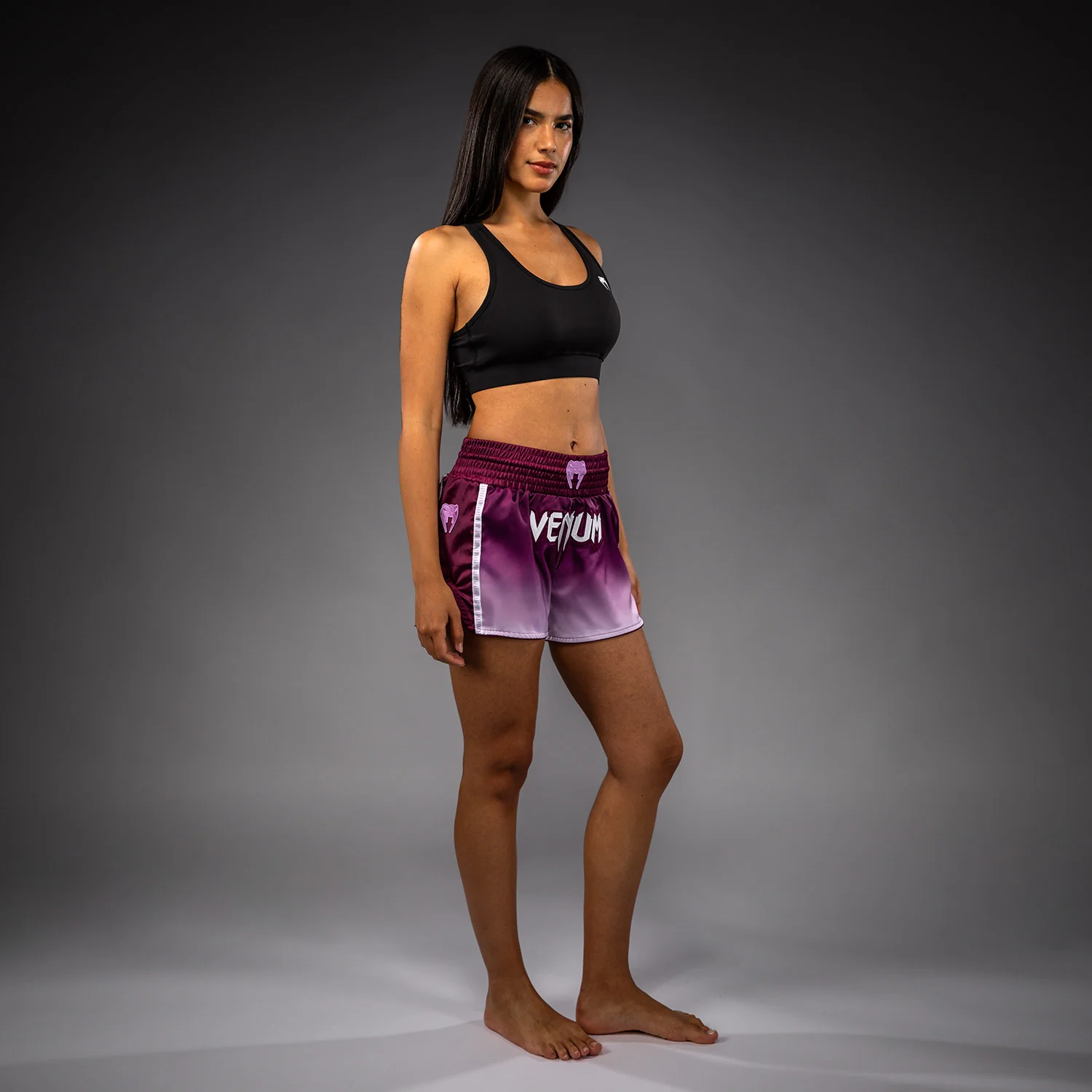 Venum Iris Muay Thai Shorts - Plum/white - Image 6