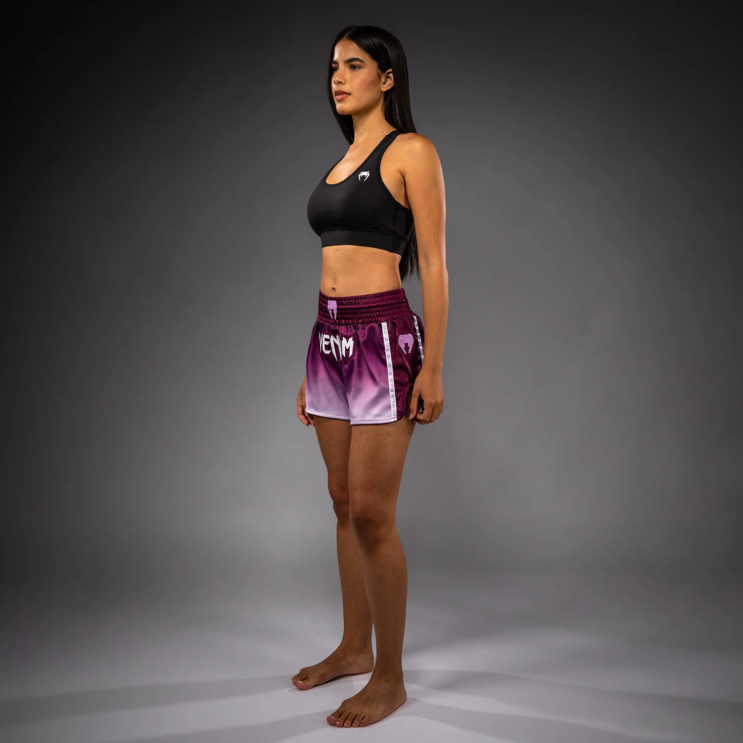 Venum Iris Muay Thai Shorts - Plum/white - Image 7