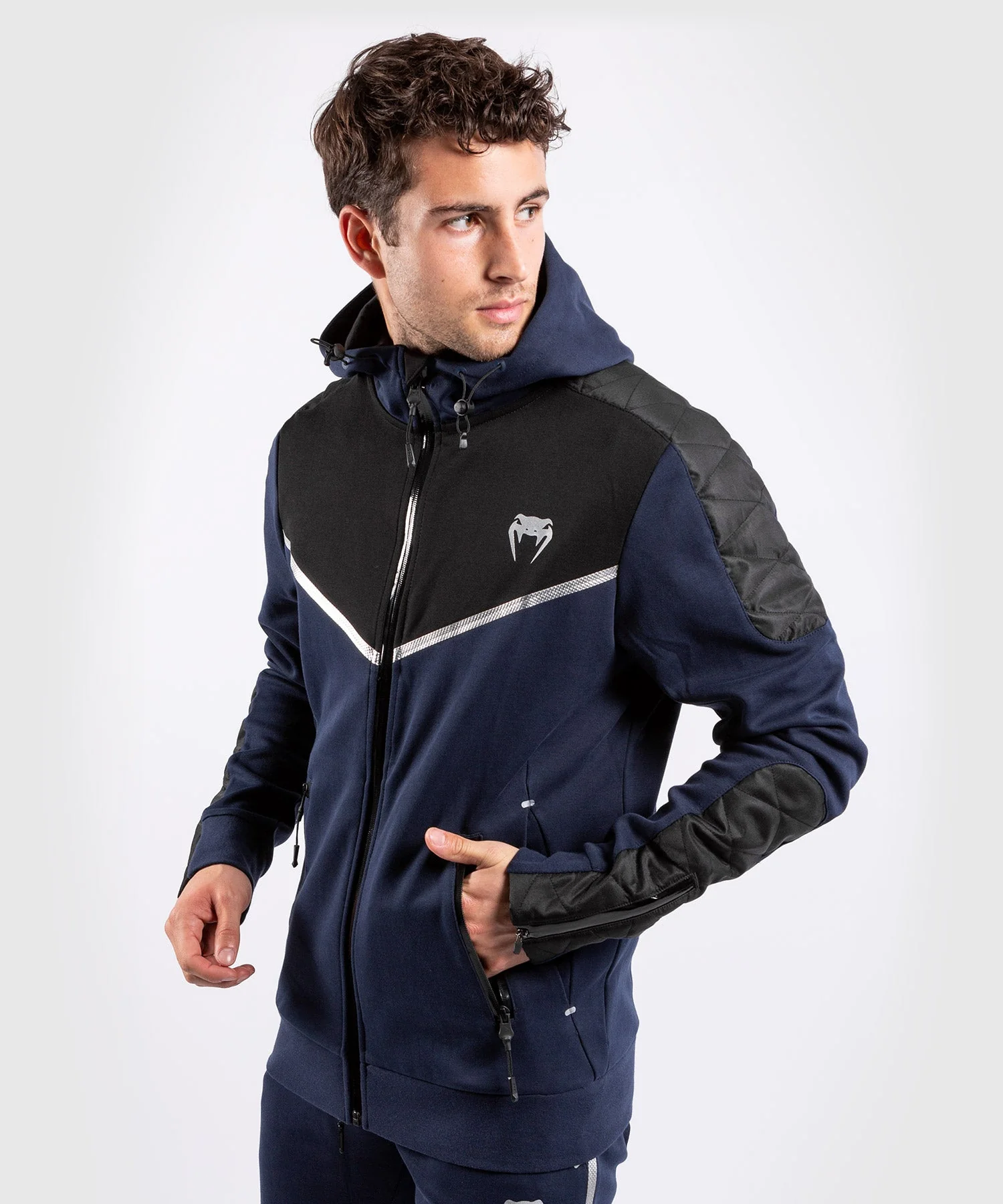 Venum Laser Evo Hoodie - Navy/Silver - Image 4