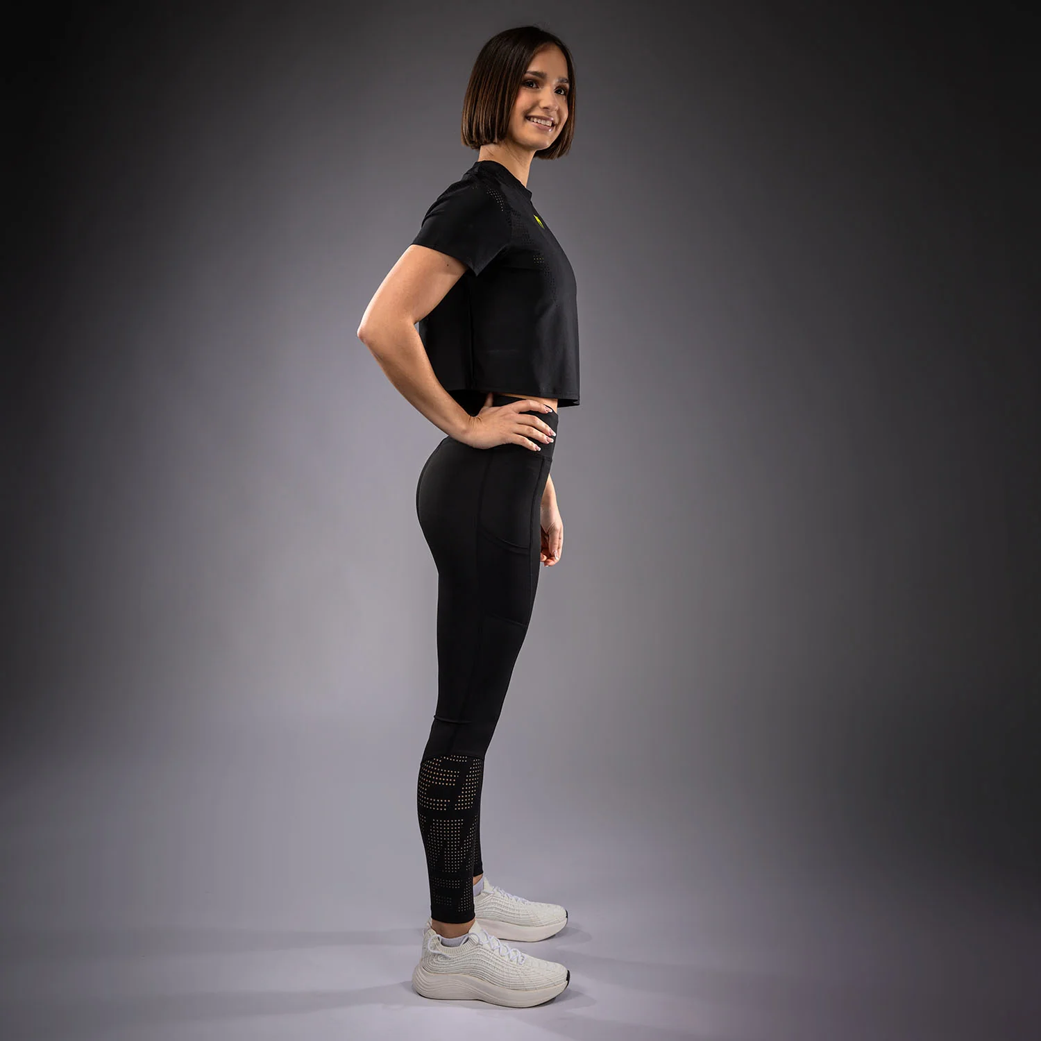 Venum Lazer Women's Dry Tech T-Shirt - Black/Yellow - Image 8