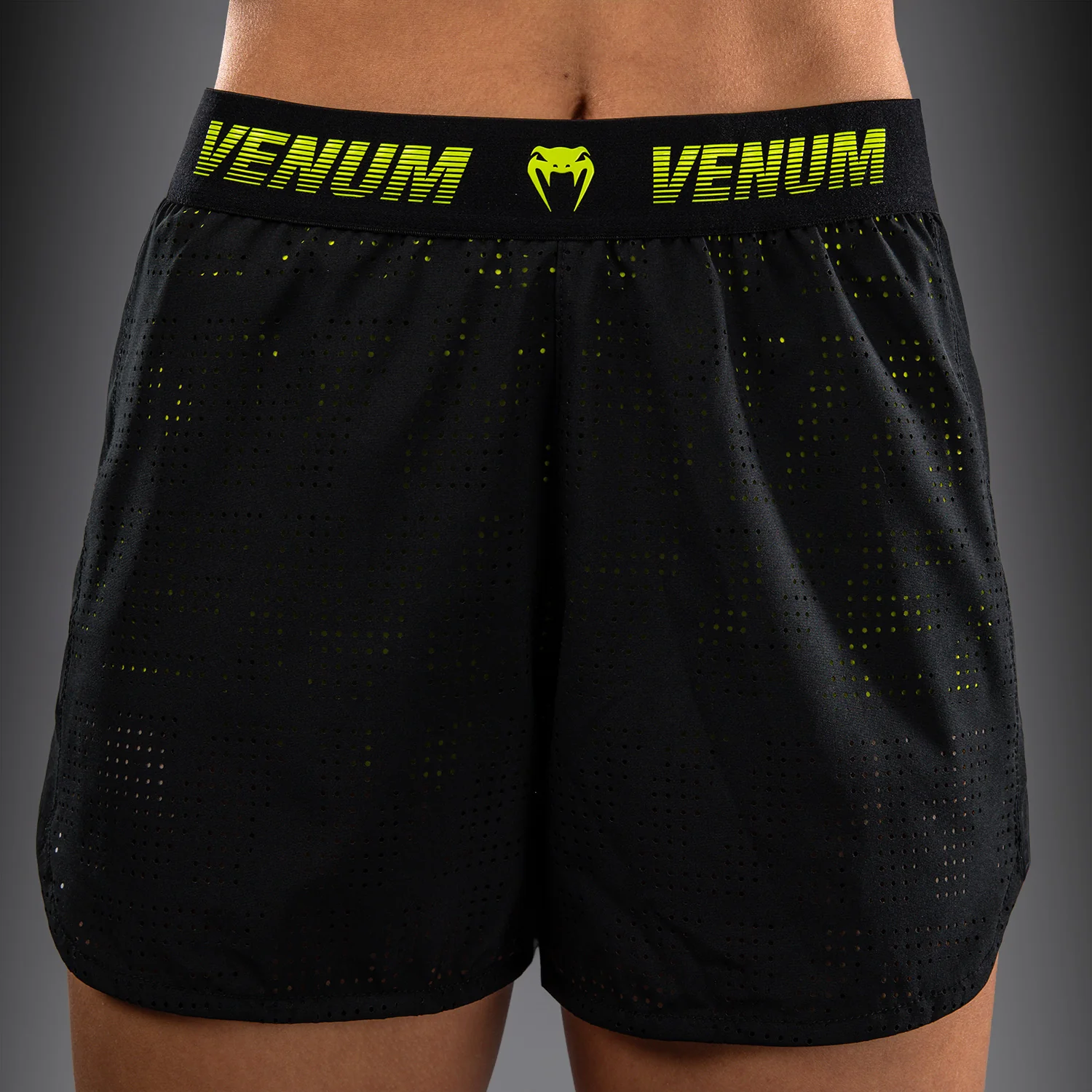 Venum Lazer Women's Training Shorts - Black/Yellow - Image 4
