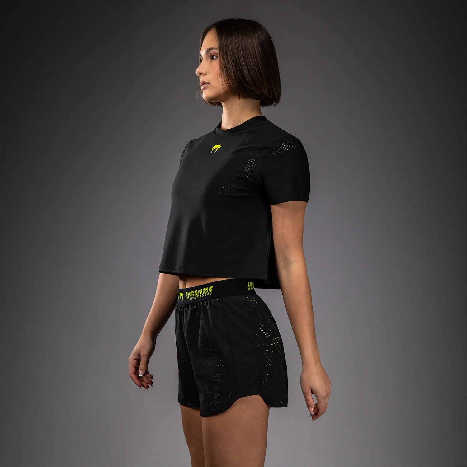 Venum Lazer Women's Training Shorts - Black/Yellow - Image 7