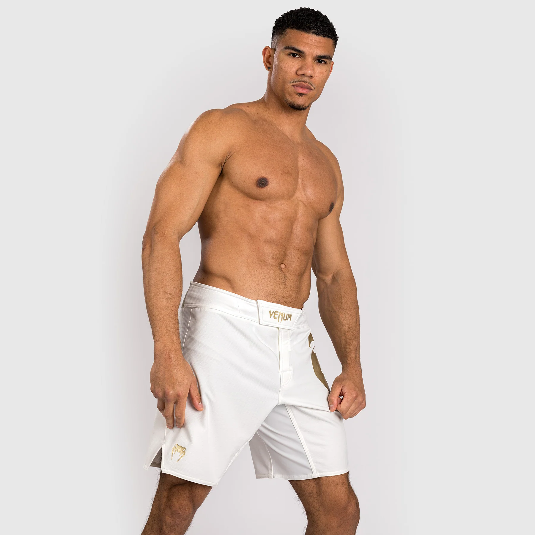 Venum Light 5.0 Fight Shorts - White/Gold - Image 4