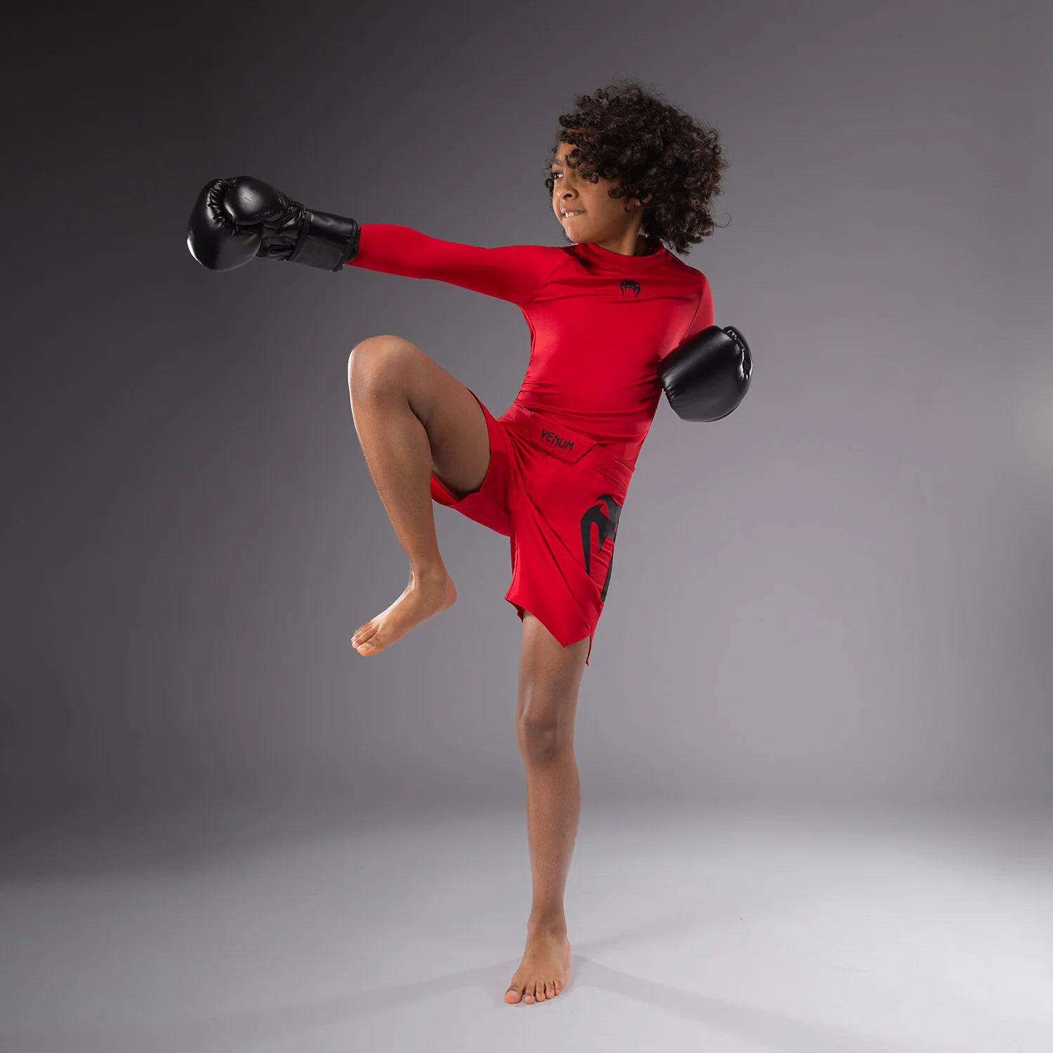 Venum Light Kids Fight Shorts - Cherry Red - Image 8