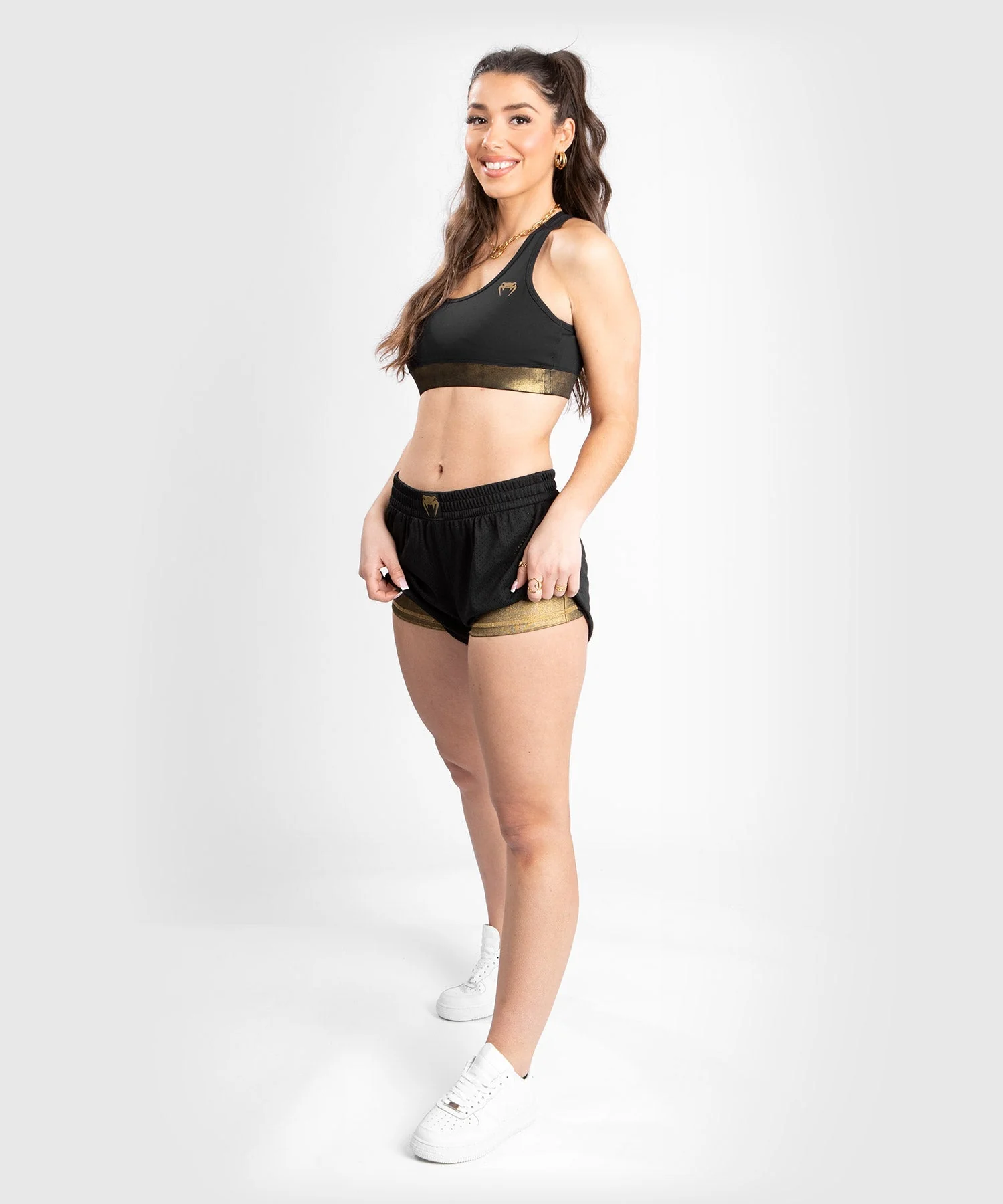 Venum Lightning Double Layer Shorts - For Women - Black/Gold - Image 2