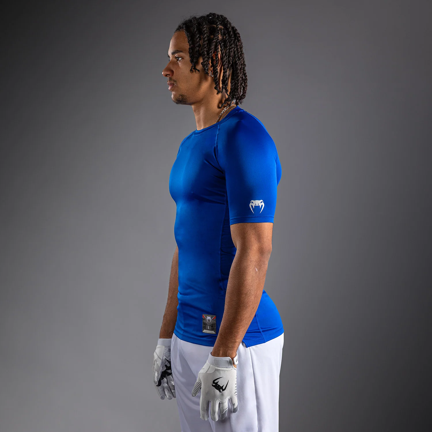 Venum Lineup Half Sleeve Compression Shirt Royal - Blue/White - Image 4
