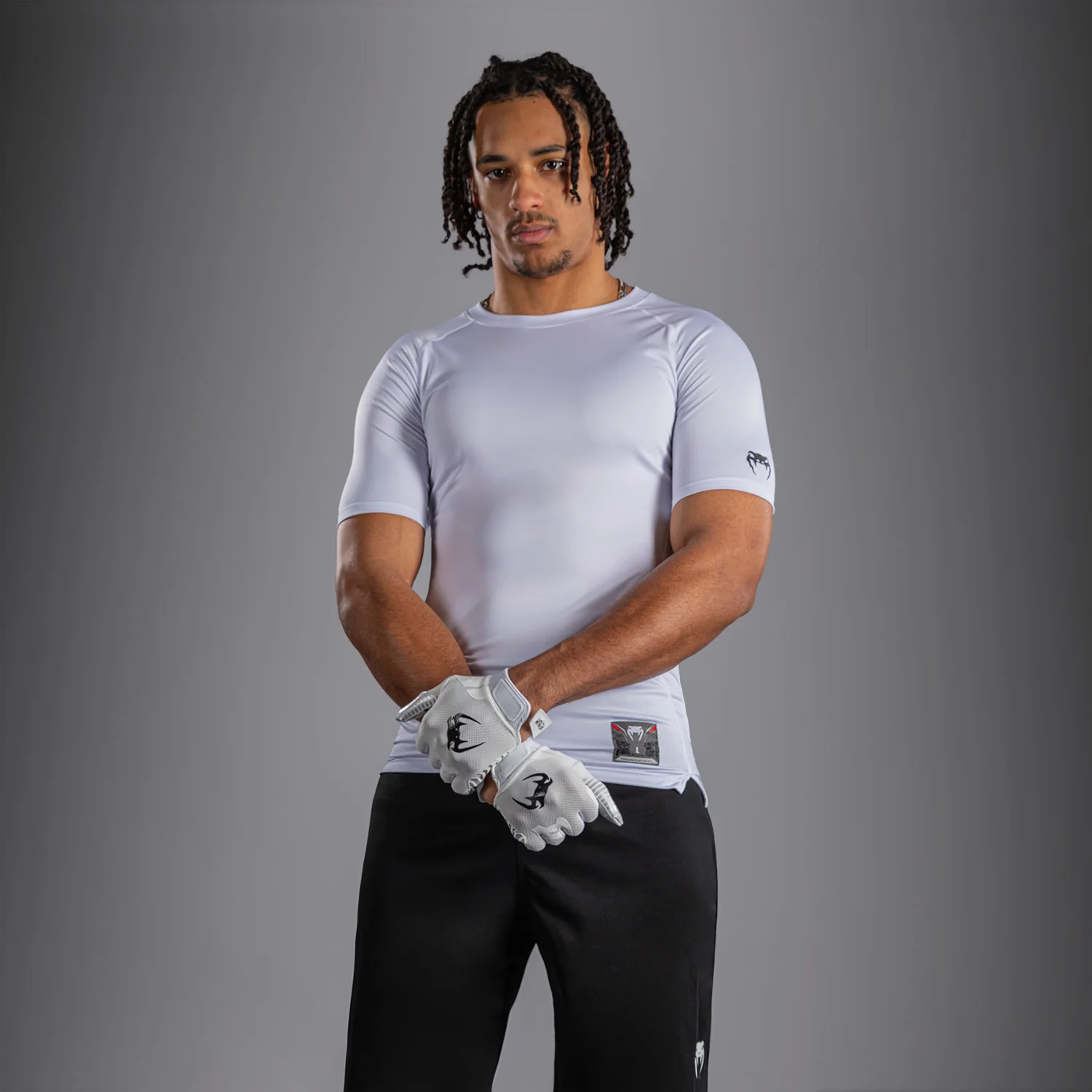 Venum Lineup Half Sleeve Compression Shirt - White/Black