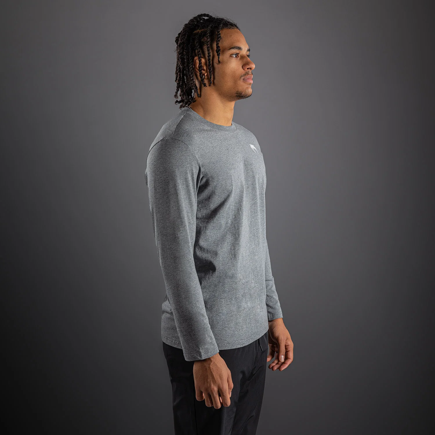 Venum Lineup Long Sleeve T-Shirt Grey - Heather/White - Image 3
