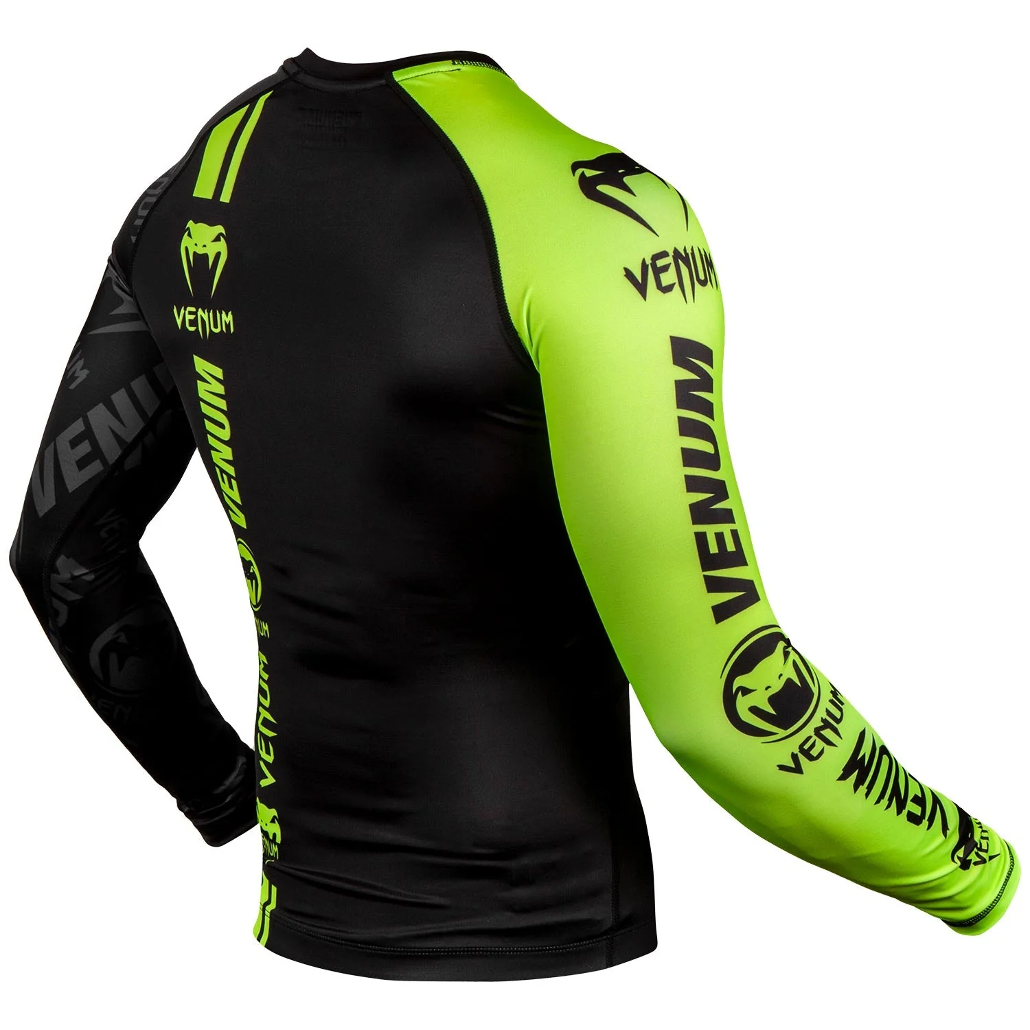 Venum Logos Rashguard - Long Sleeves - Black/Neo Yellow - Image 3