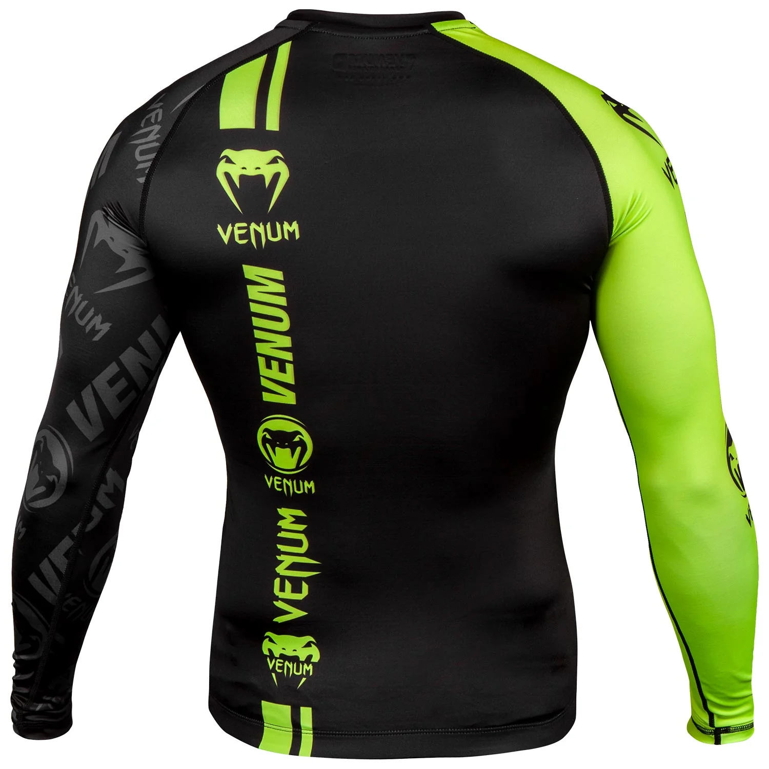 Venum Logos Rashguard - Long Sleeves - Black/Neo Yellow - Image 4