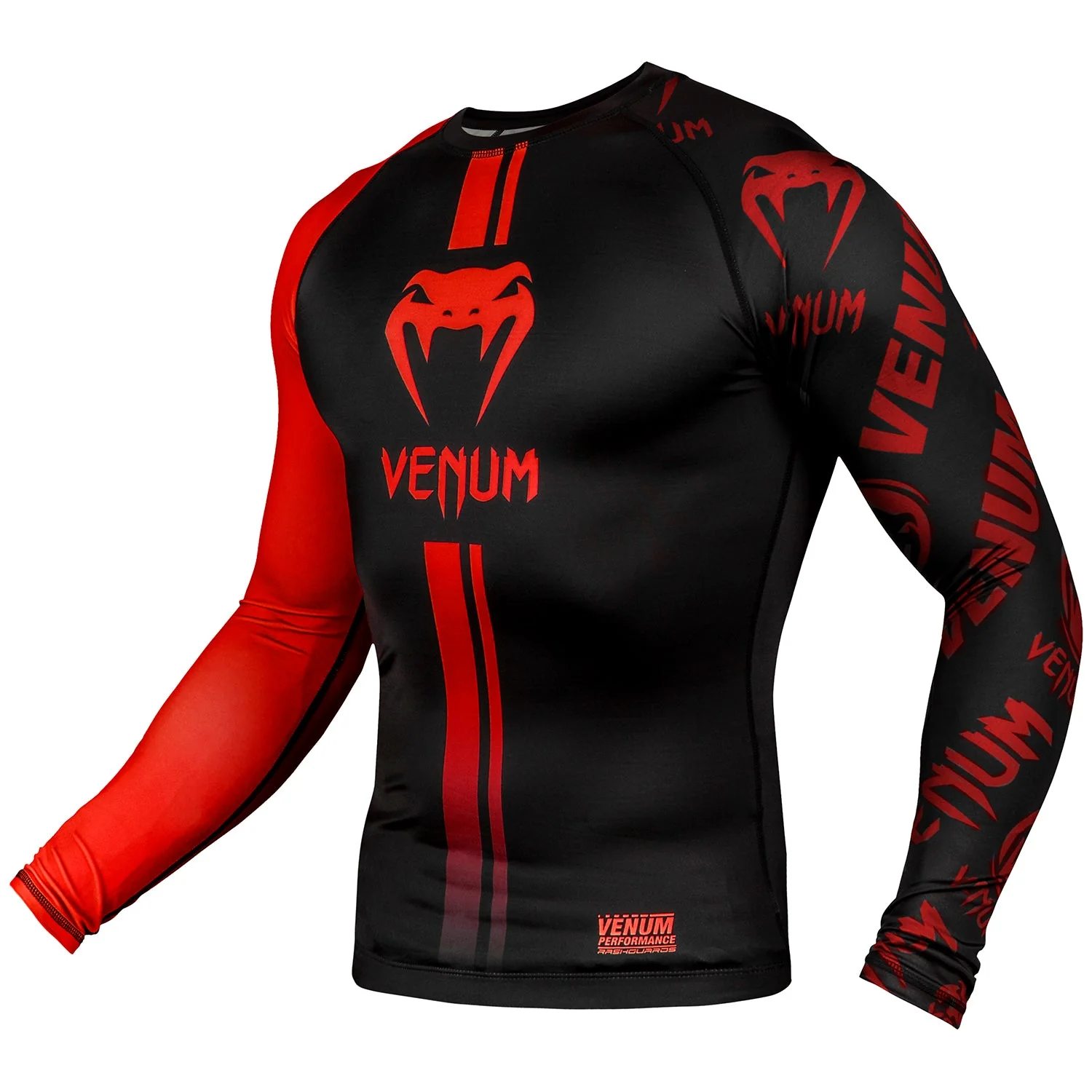Venum Logos Rashguard - Long Sleeves - Black/Red - Image 2
