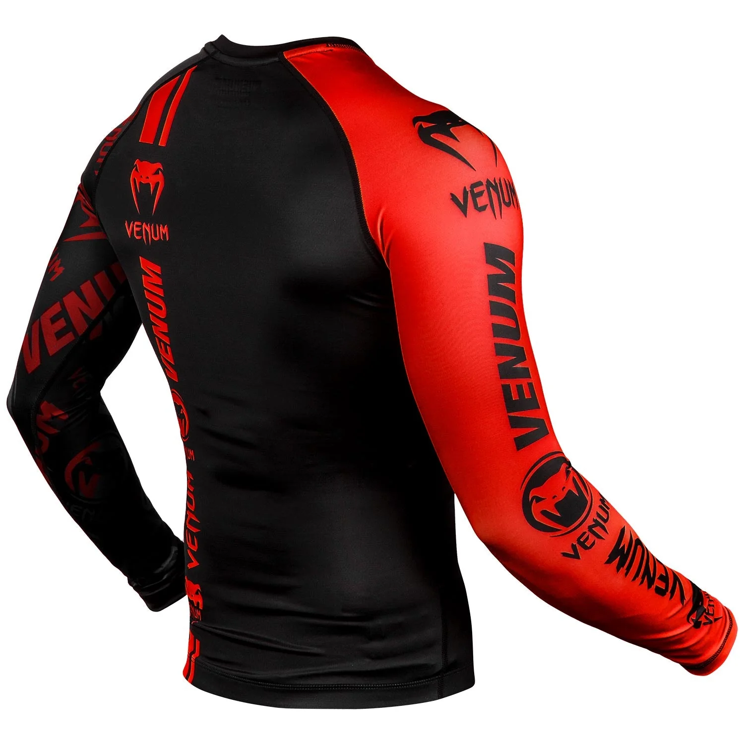 Venum Logos Rashguard - Long Sleeves - Black/Red - Image 3