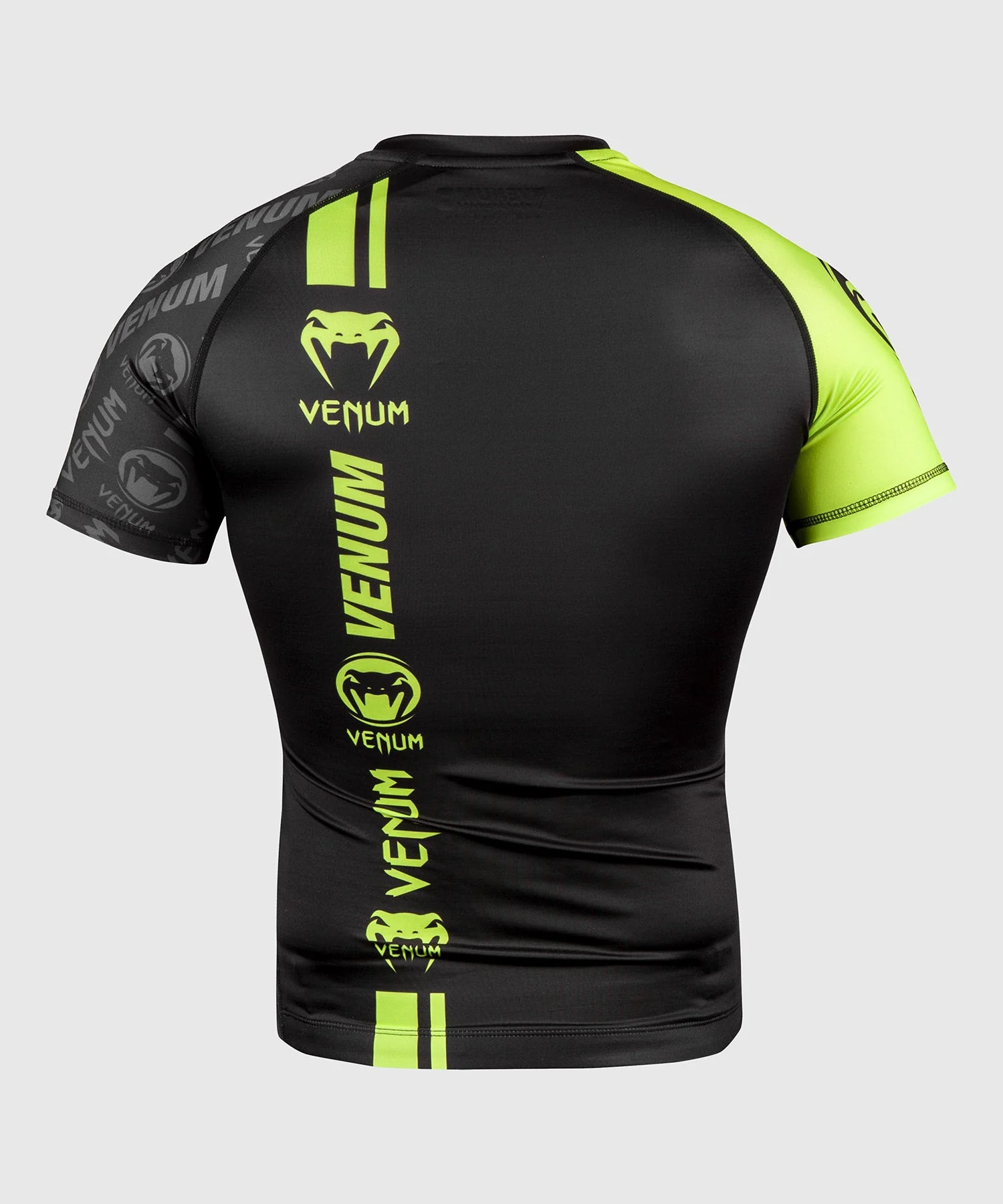 Venum Logos Rashguard - Short Sleeves - Black/Neo Yellow - Image 2
