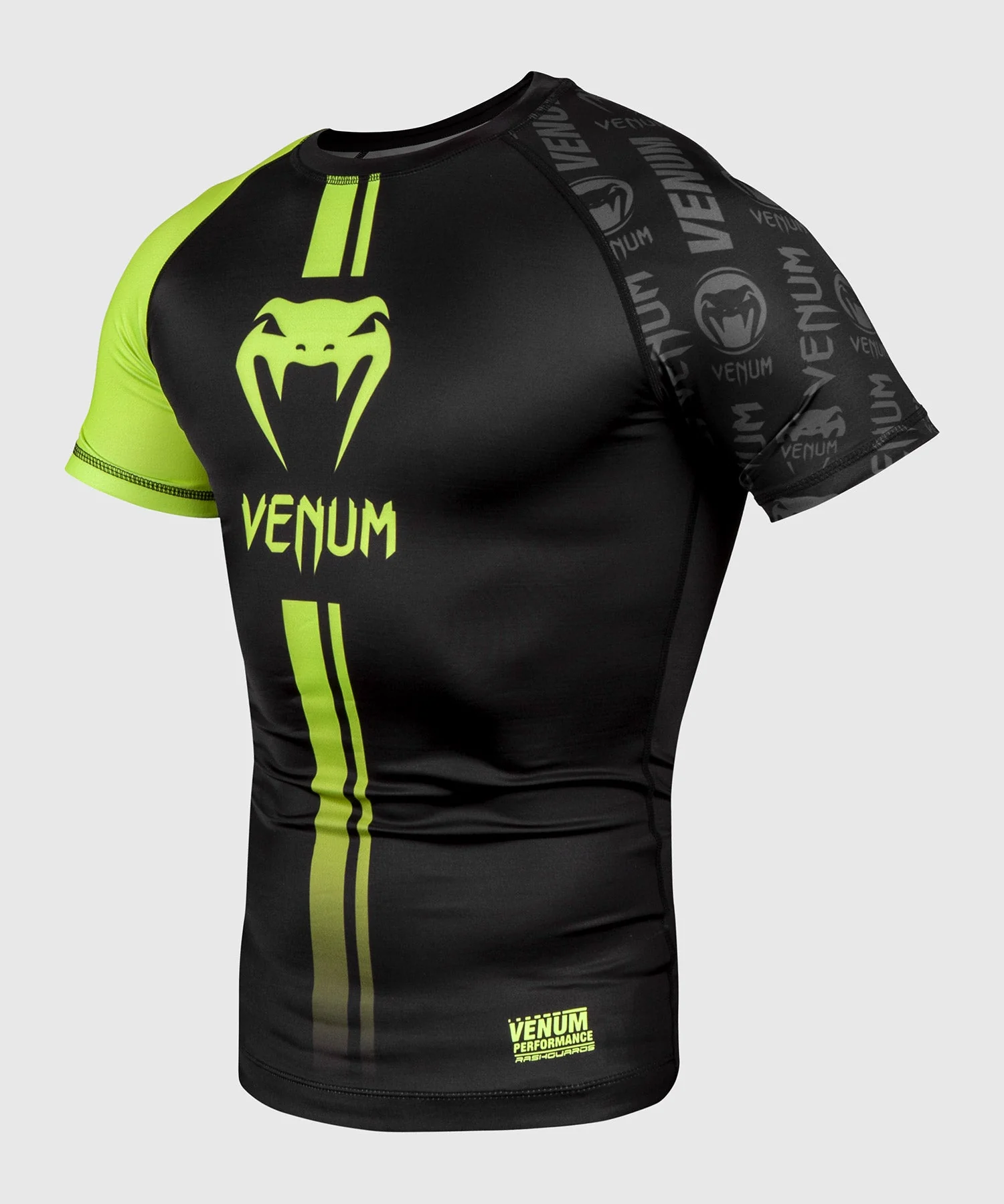 Venum Logos Rashguard - Short Sleeves - Black/Neo Yellow - Image 3