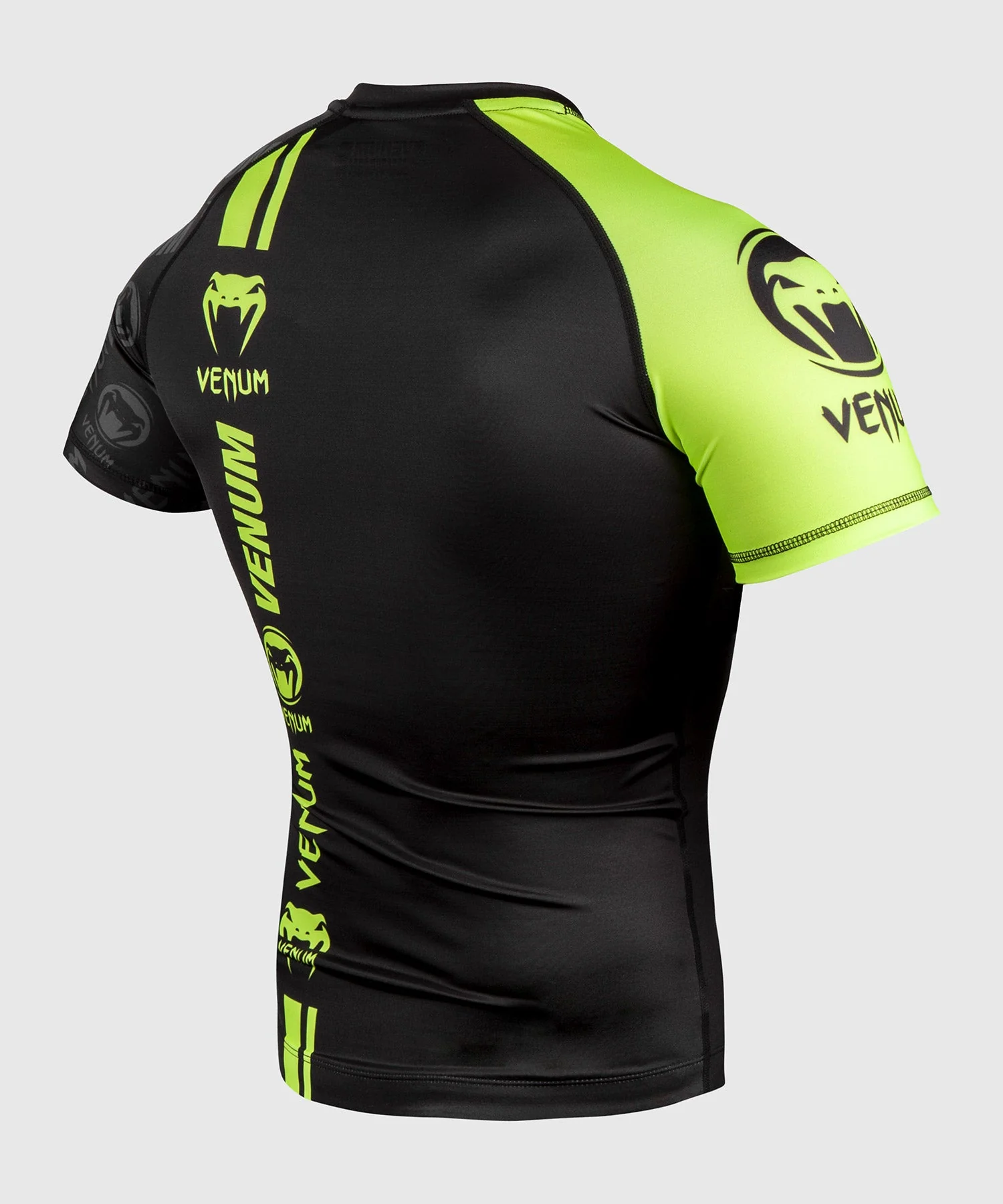 Venum Logos Rashguard - Short Sleeves - Black/Neo Yellow - Image 4