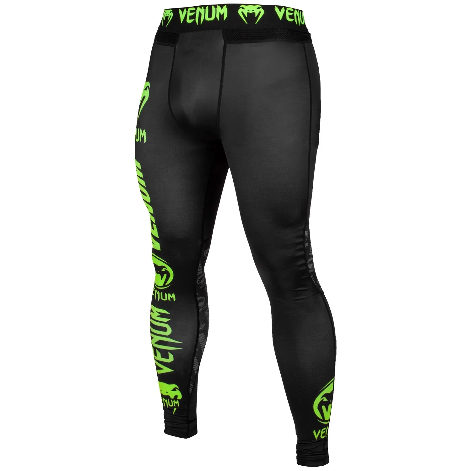 Venum Logos Tights - Black/Neo Yellow - Image 2