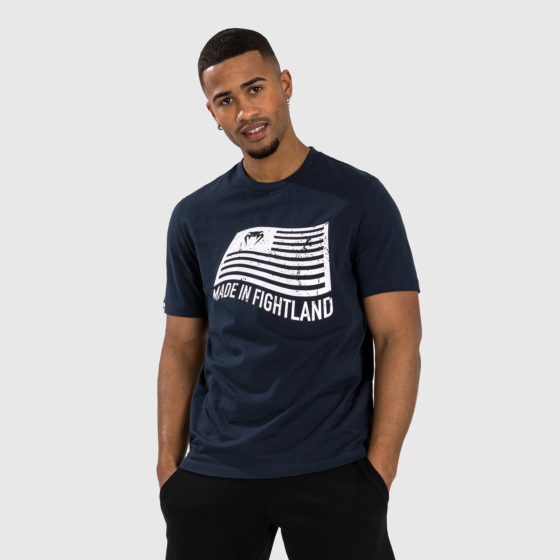 Venum Made in Fightland T-Shirt - Navy Blue/White - Image 2