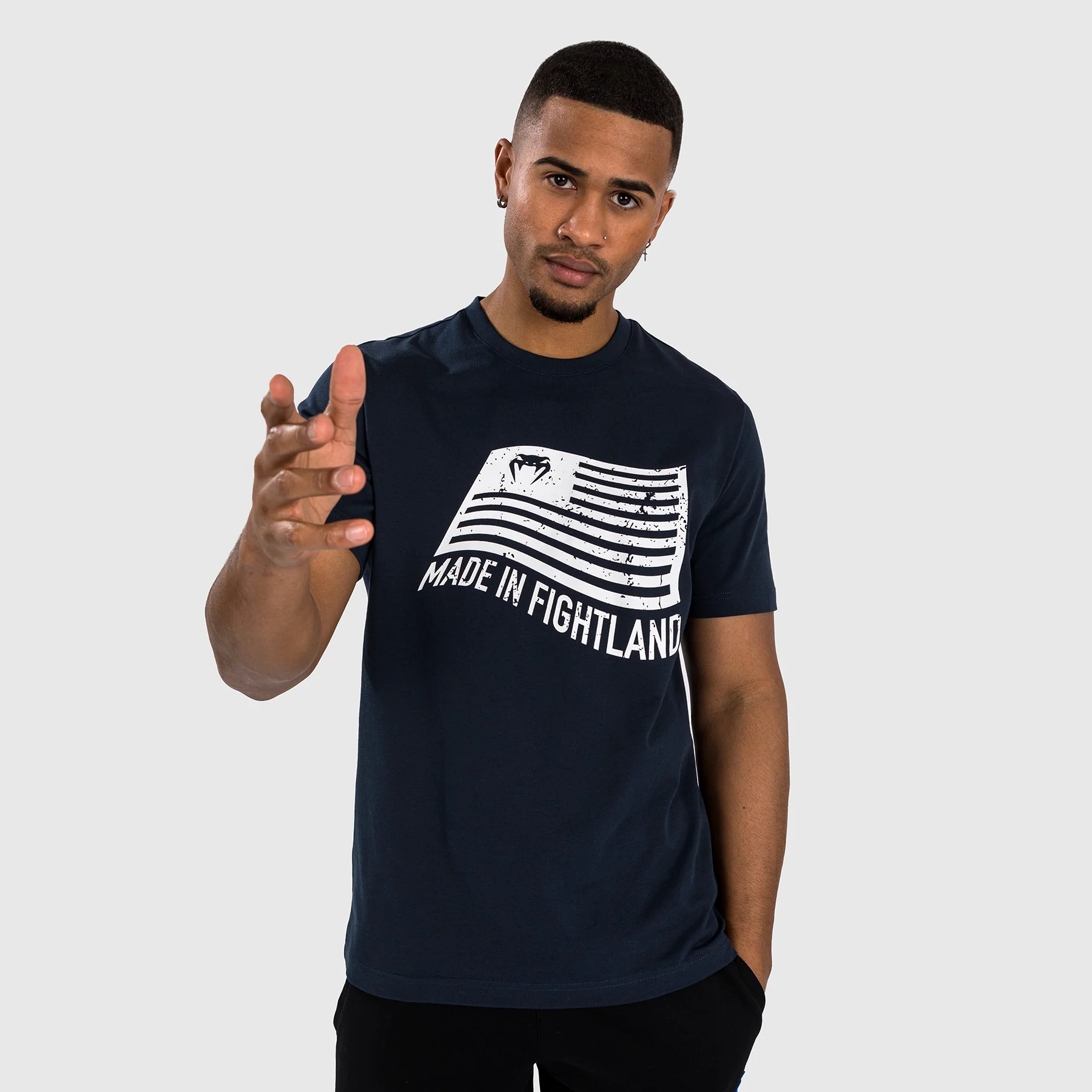 Venum Made in Fightland T-Shirt - Navy Blue/White - Image 3