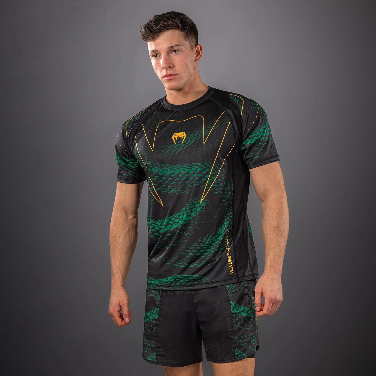Venum Matupa Dry Tech T-Shirt - Black/Green/Gold - Image 2