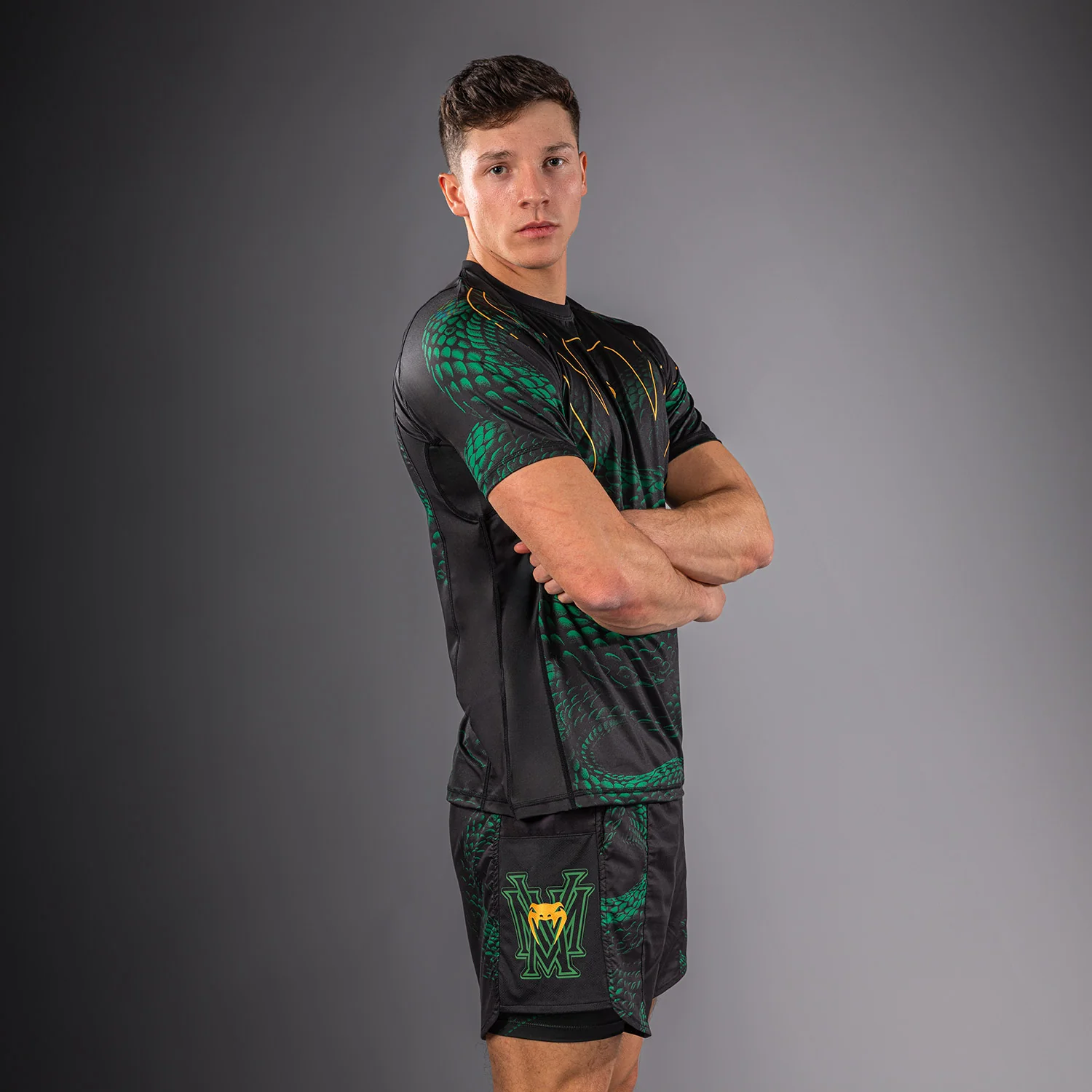 Venum Matupa Dry Tech T-Shirt - Black/Green/Gold - Image 3