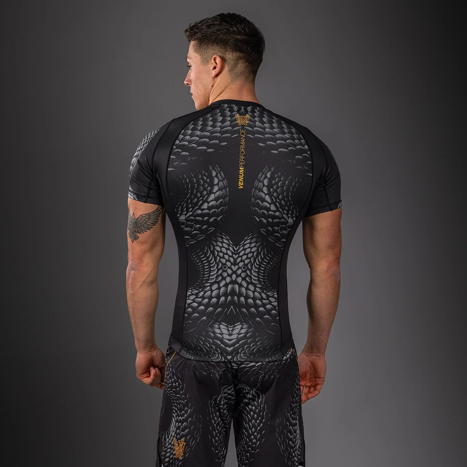 Venum Matupa Short Sleeve Rashguard - Black/Grey/Gold - Image 5