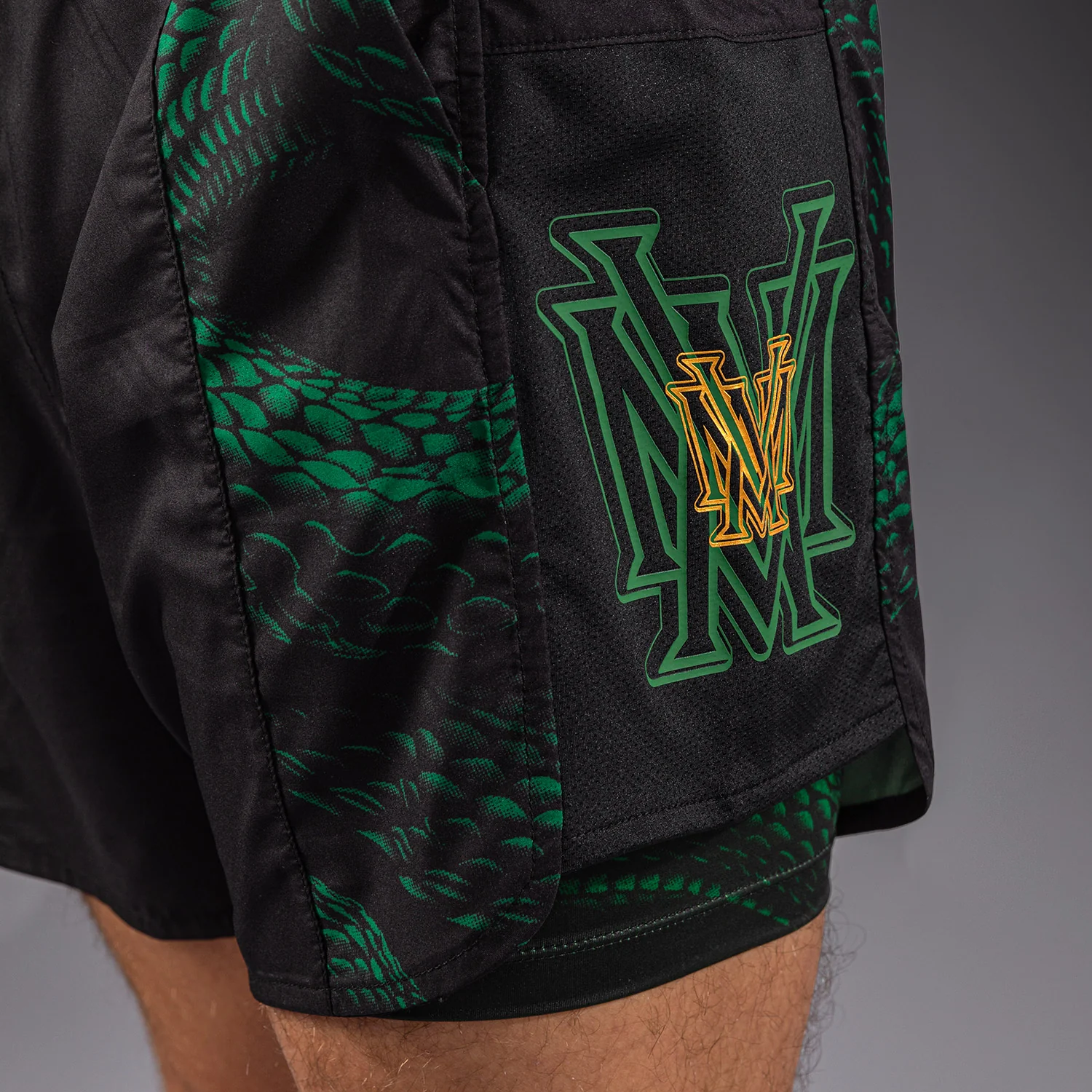 Venum Matupa Training Shorts - Black/Green/Gold - Image 5