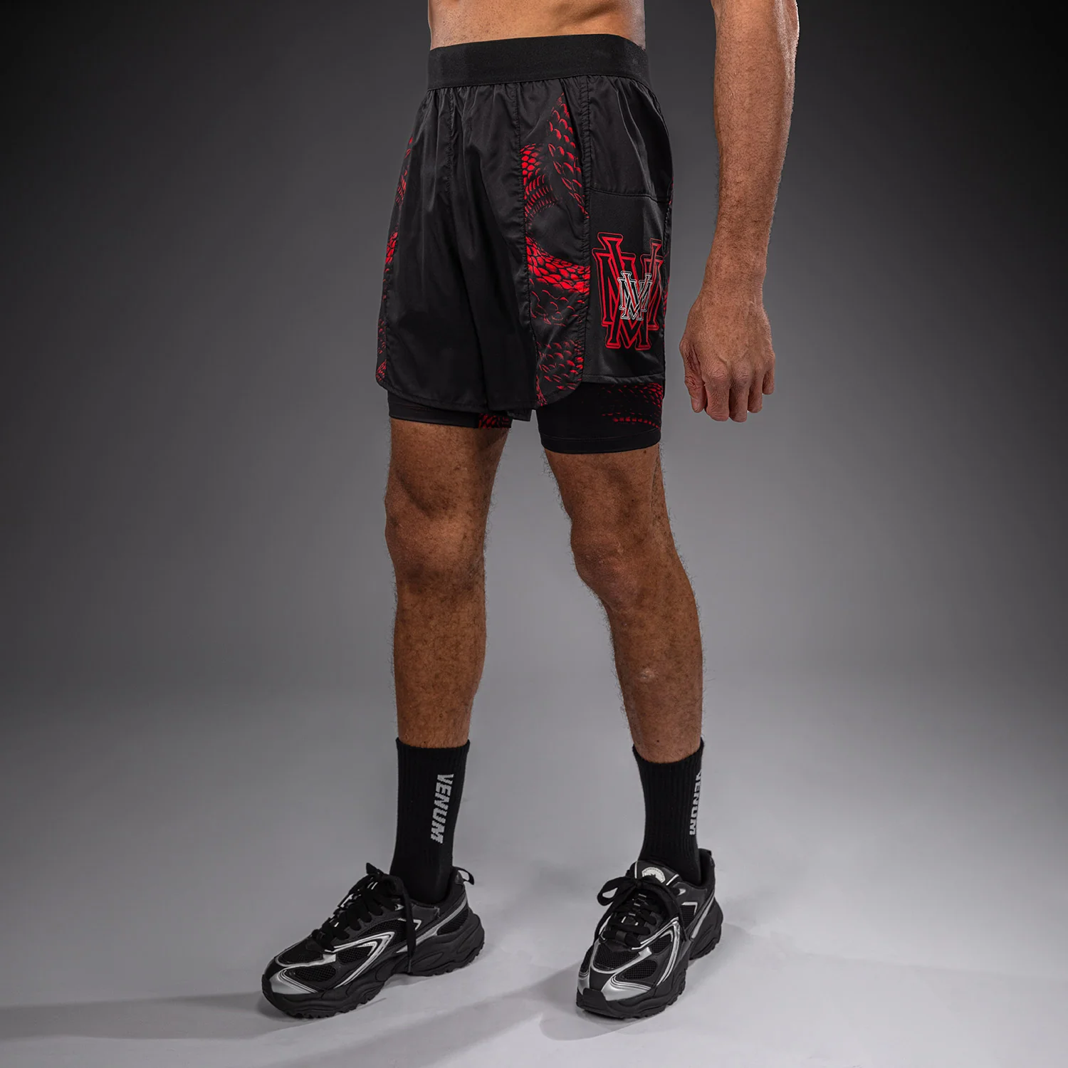 Venum Matupa Training Shorts - Black/Red/Silver - Image 3