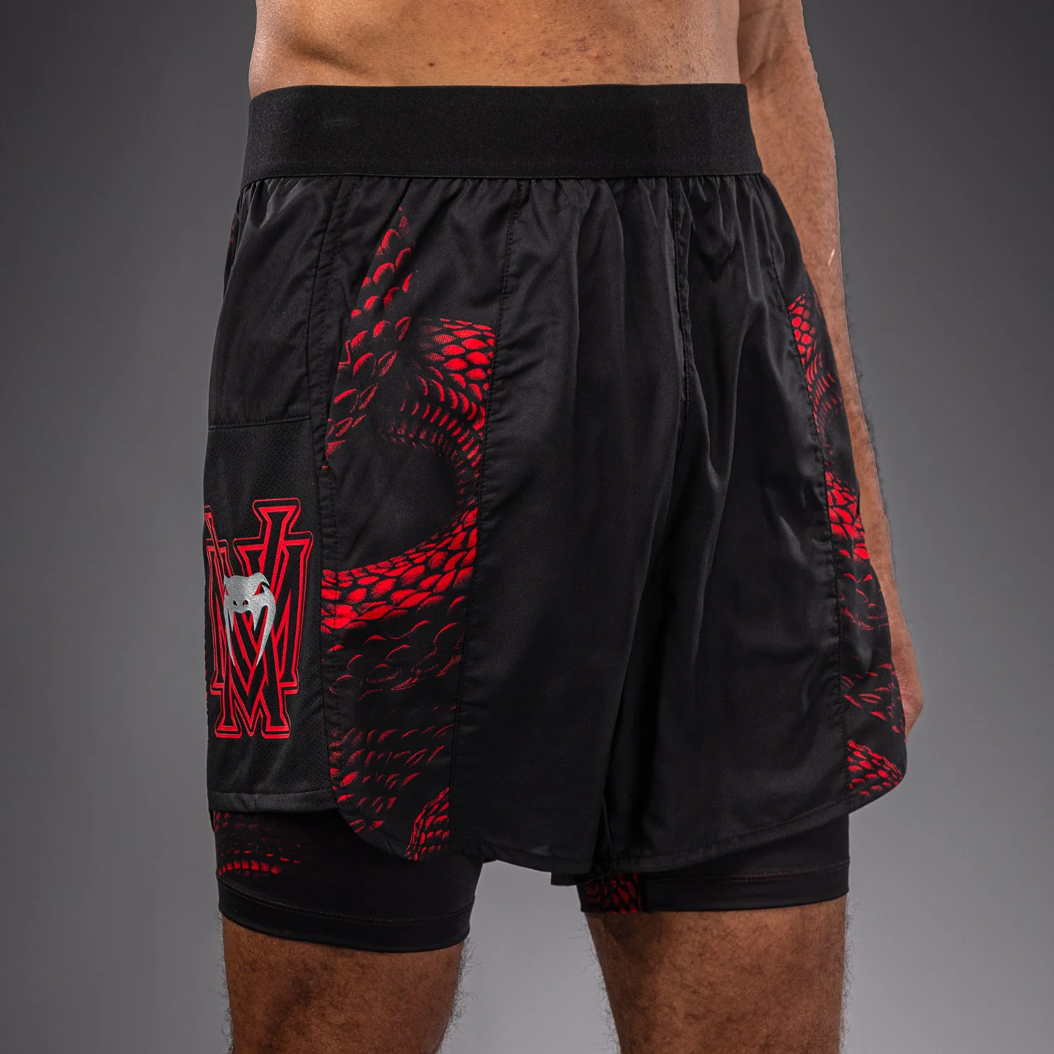 Venum Matupa Training Shorts - Black/Red/Silver - Image 5