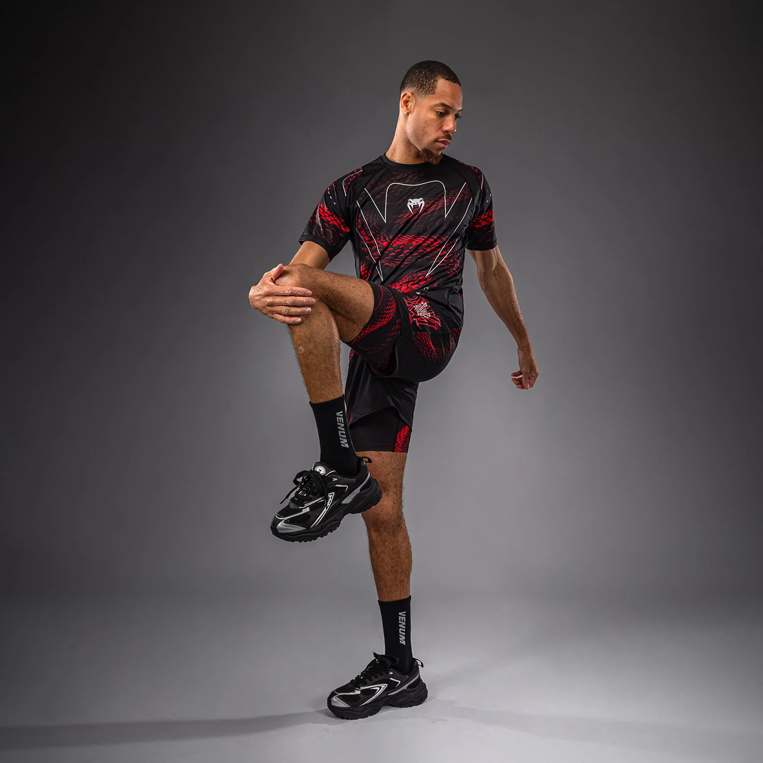 Venum Matupa Training Shorts - Black/Red/Silver - Image 6