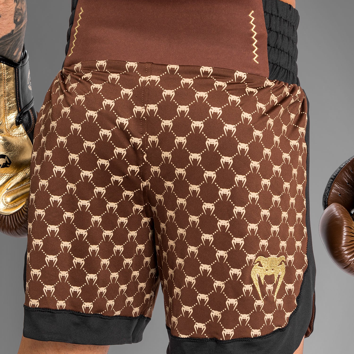 Venum Monogram Boxing Short - Black/Brown - Image 8